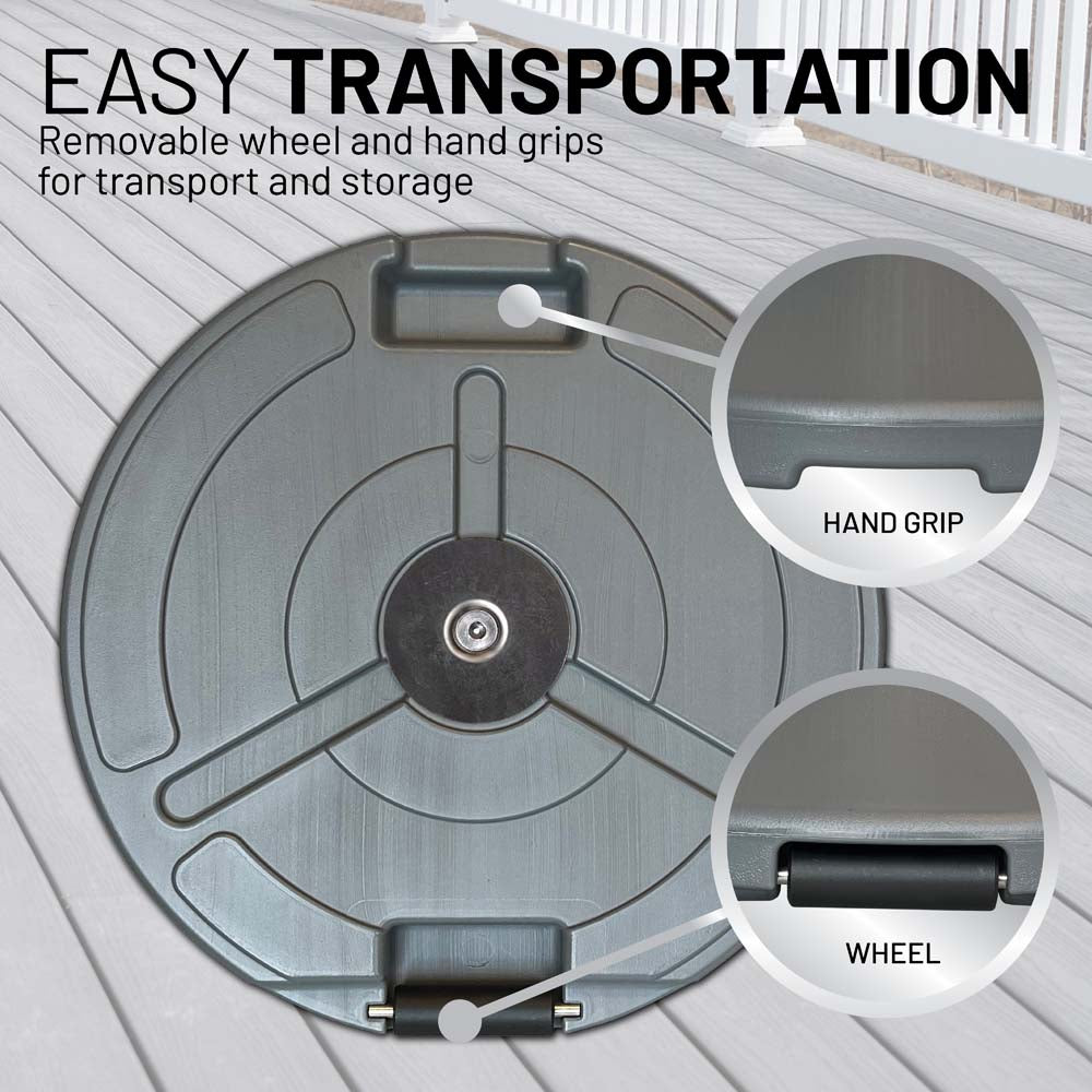 50 lb Premium Umbrella Base with Stainless Stem (Grey)