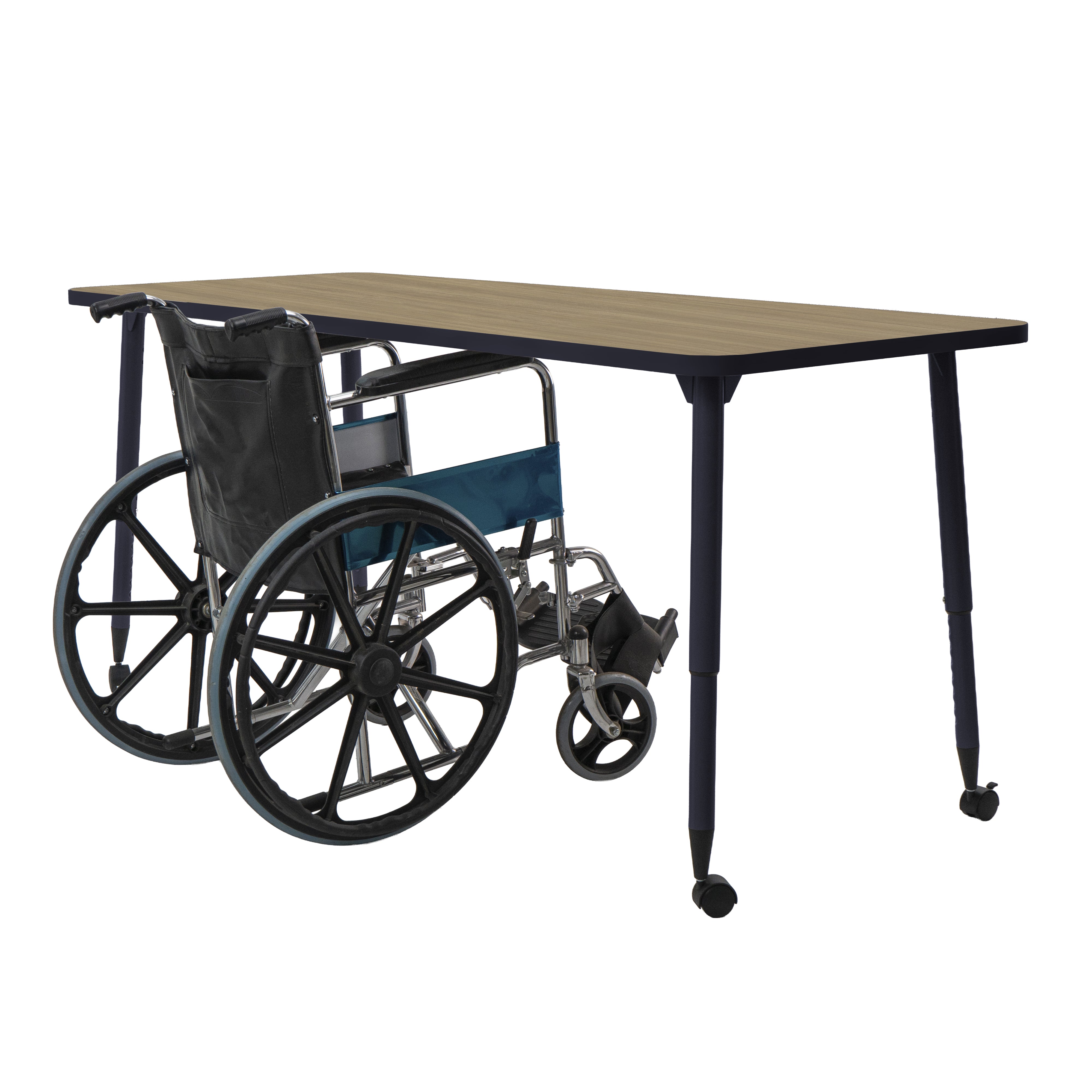 Adapte 30" x 72" Rectangle Activity Table with Adjustable Tapered Legs - Pasadena Oak/Navy