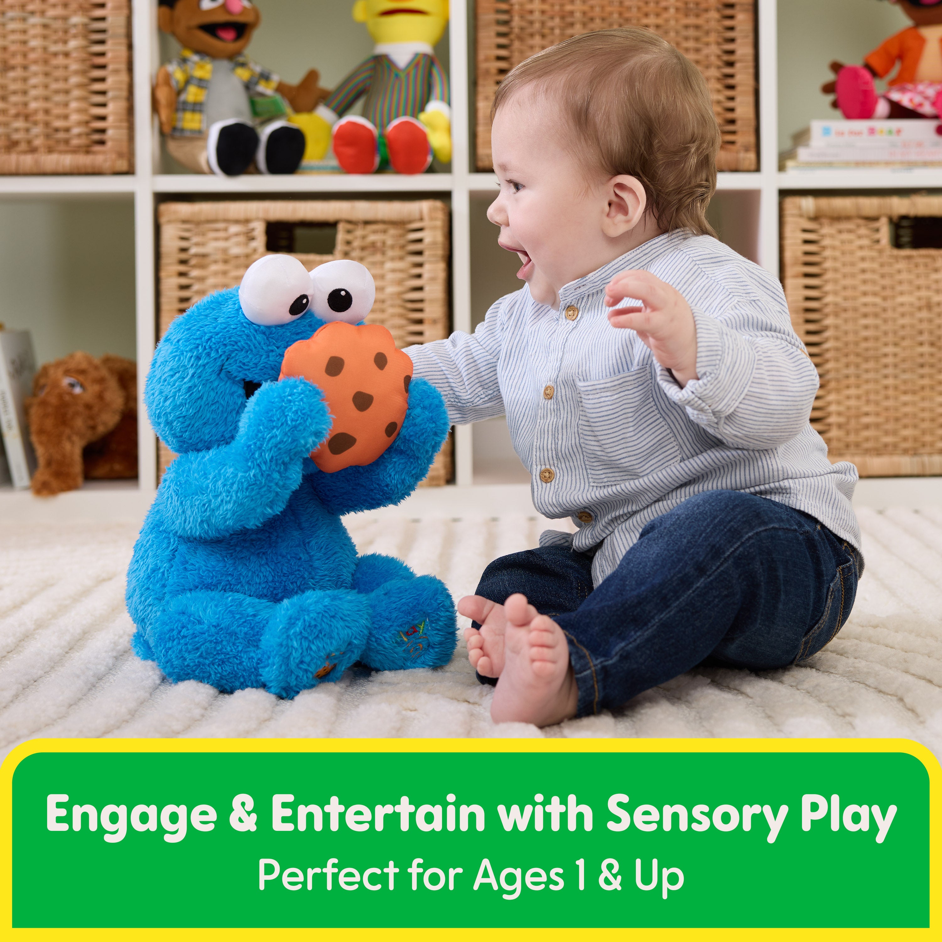 GUND Sesame Street Official Peek-a-Boo Cookie Monster Plush, Stuffed Animal Sensory Toy for Babies and Toddlers, Ages 1 and Up, Blue, 11”
