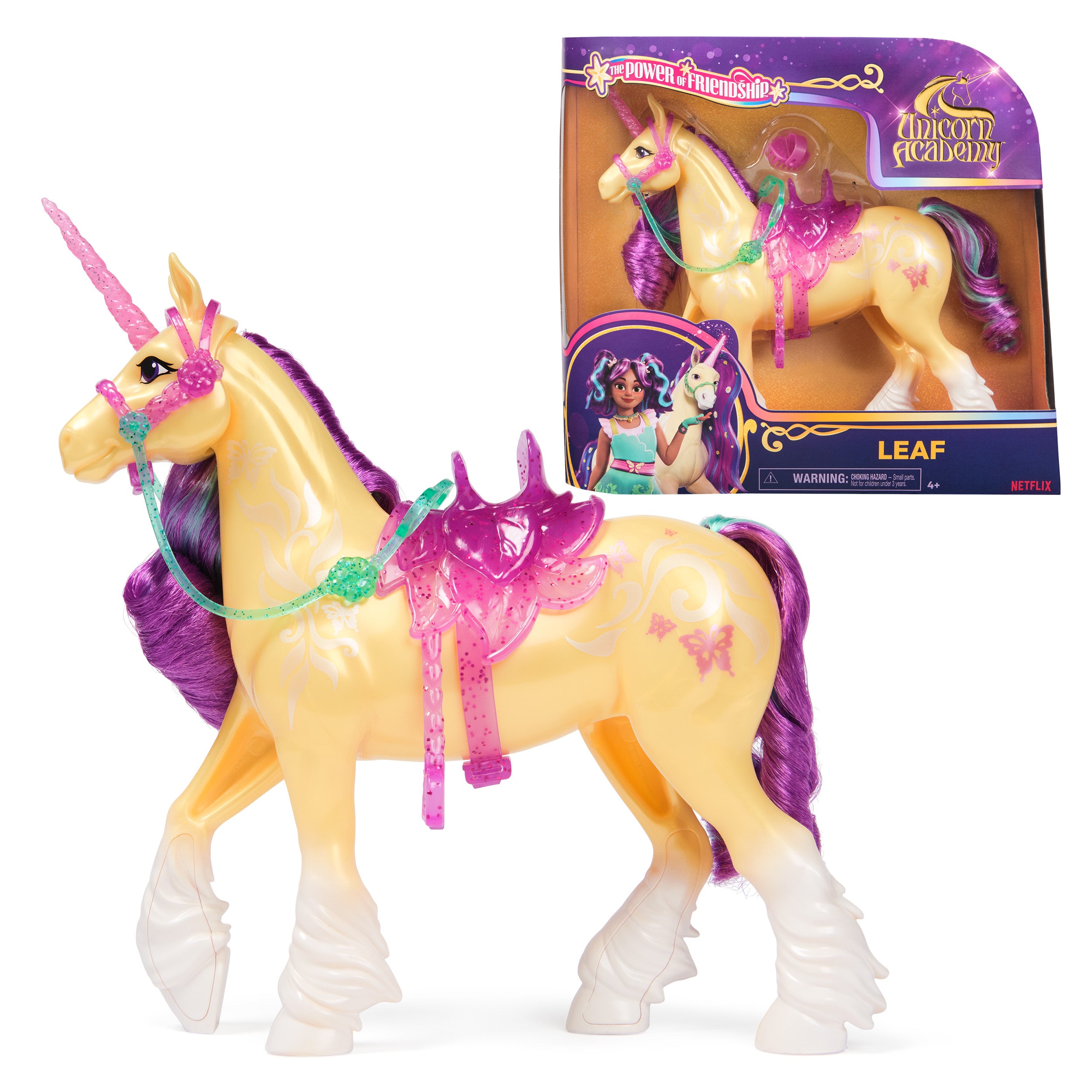 Unicorn Academy, Power of Friendship Leaf with Translucent Saddle & Bridle, 11”, Dolls & Unicorn Toys for Girls Ages 4 and up