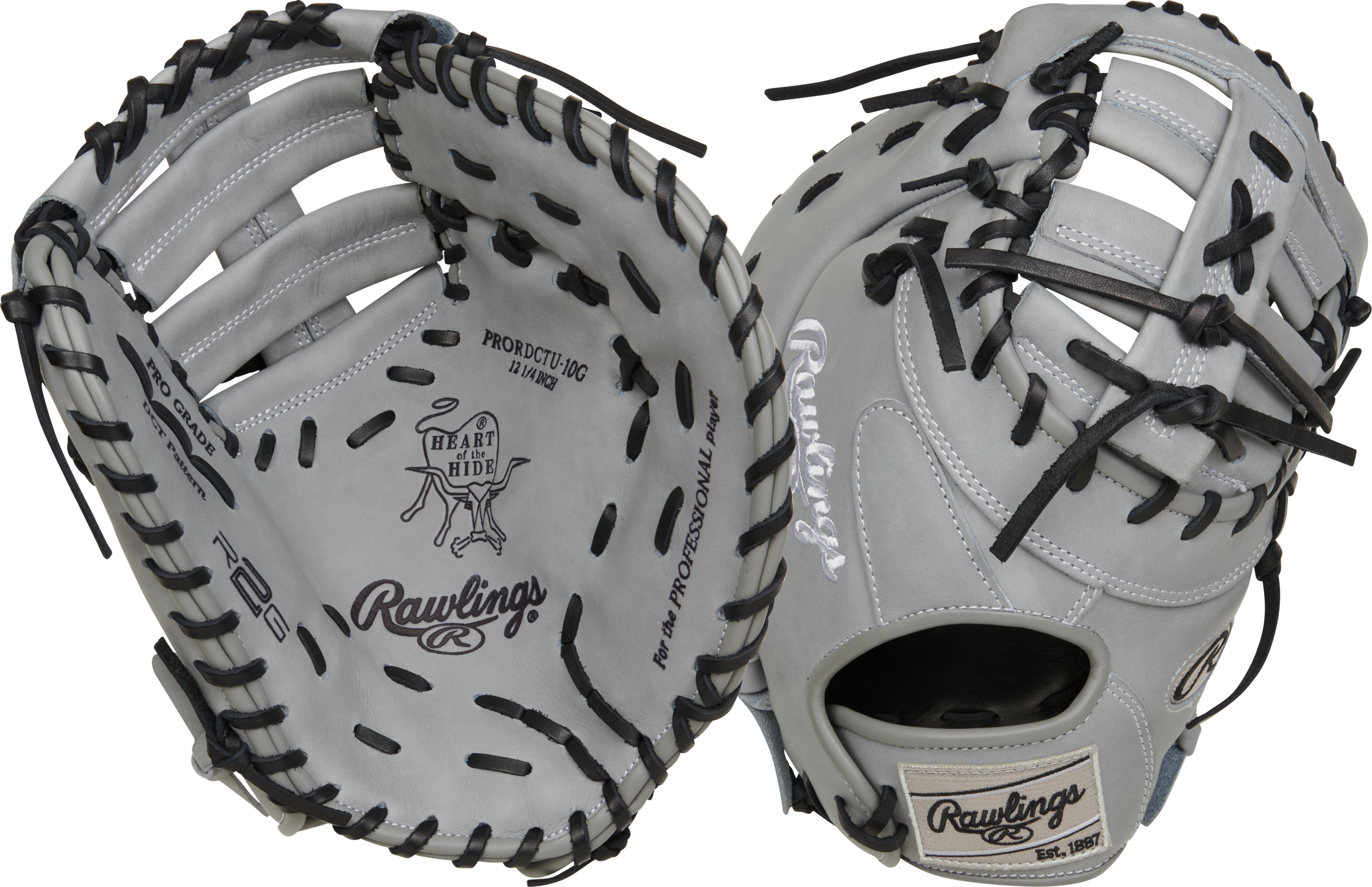 Rawlings Heart Of The Hide With Contour Technology First Base Mitt 12.25-Inch Baseball Glove - Right Hand Thrower - Gray