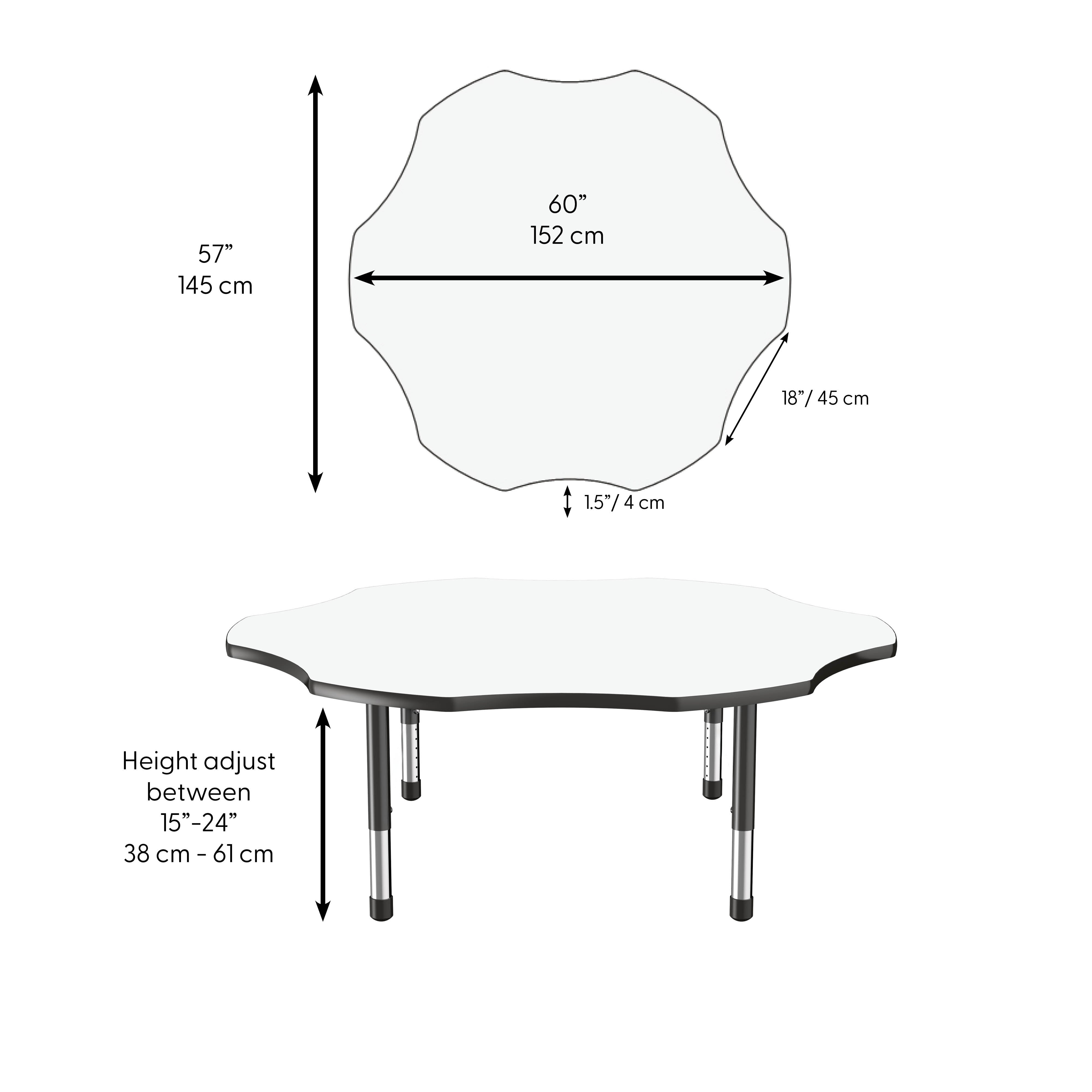 60" x 60" Flower Dry-Erase Activity Table with Adjustable Chunky Legs - Whiteboard/Black