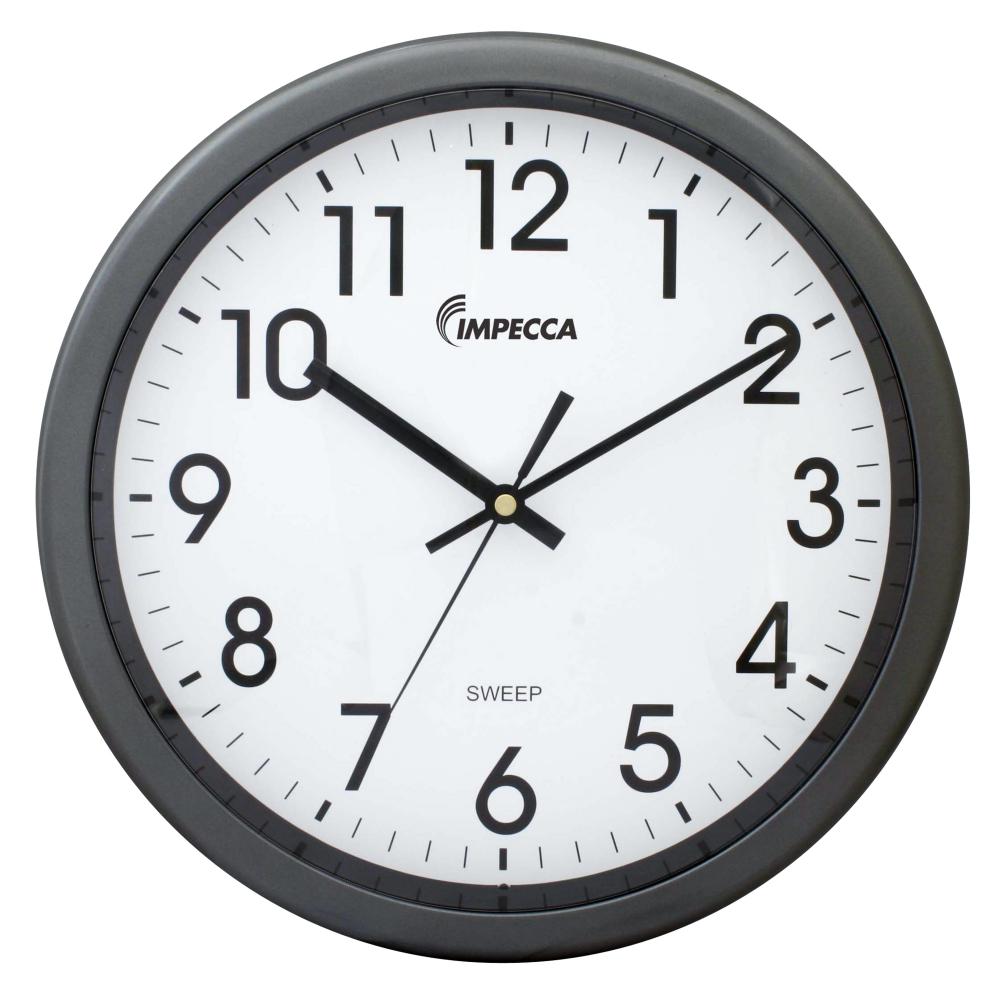 Impecca 12 Inch Quiet Movement Wall Clock - Grey