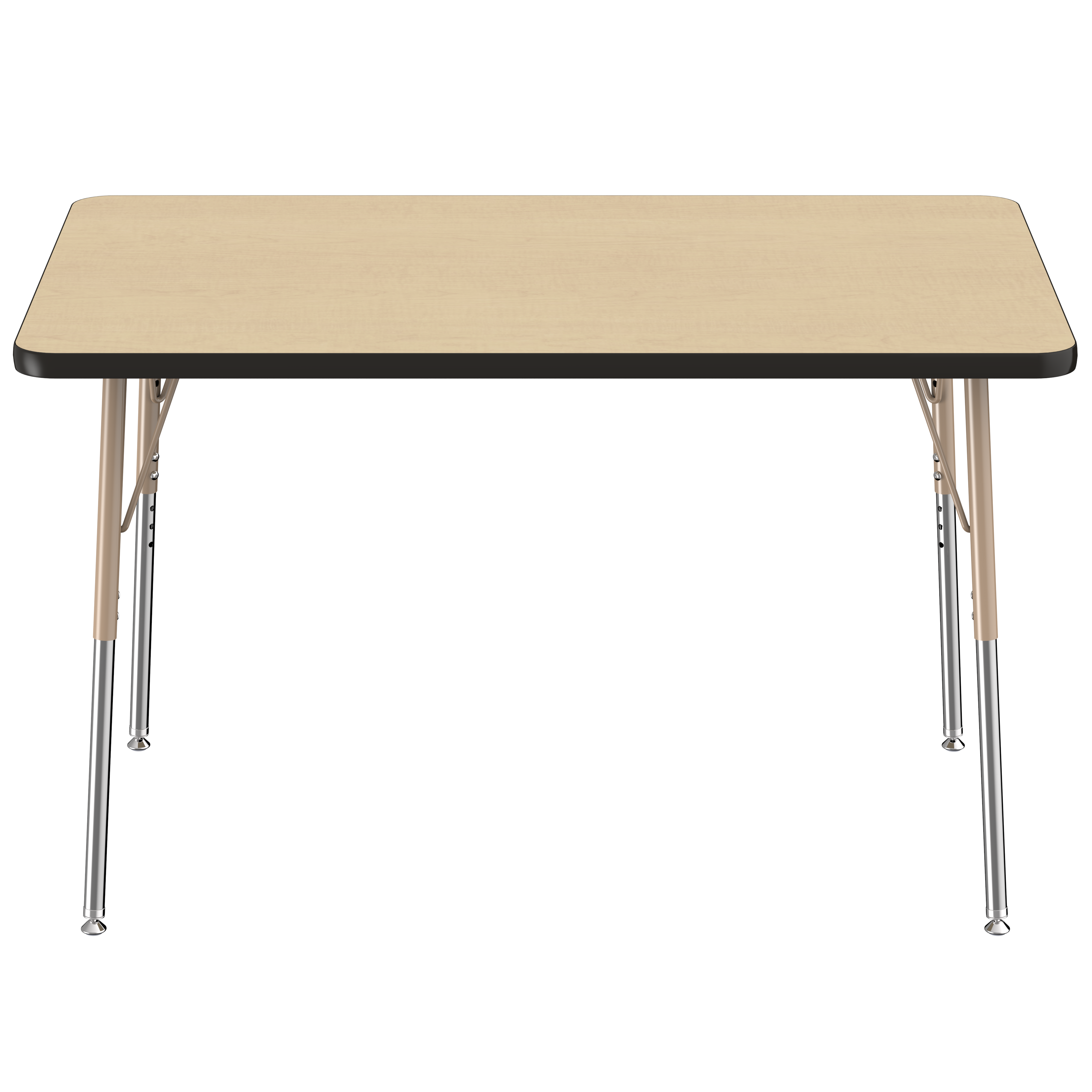 30" x 48" Rectangle T-Molding Activity Table with Adjustable Standard Swivel Glide Legs - Maple/Black/Sand