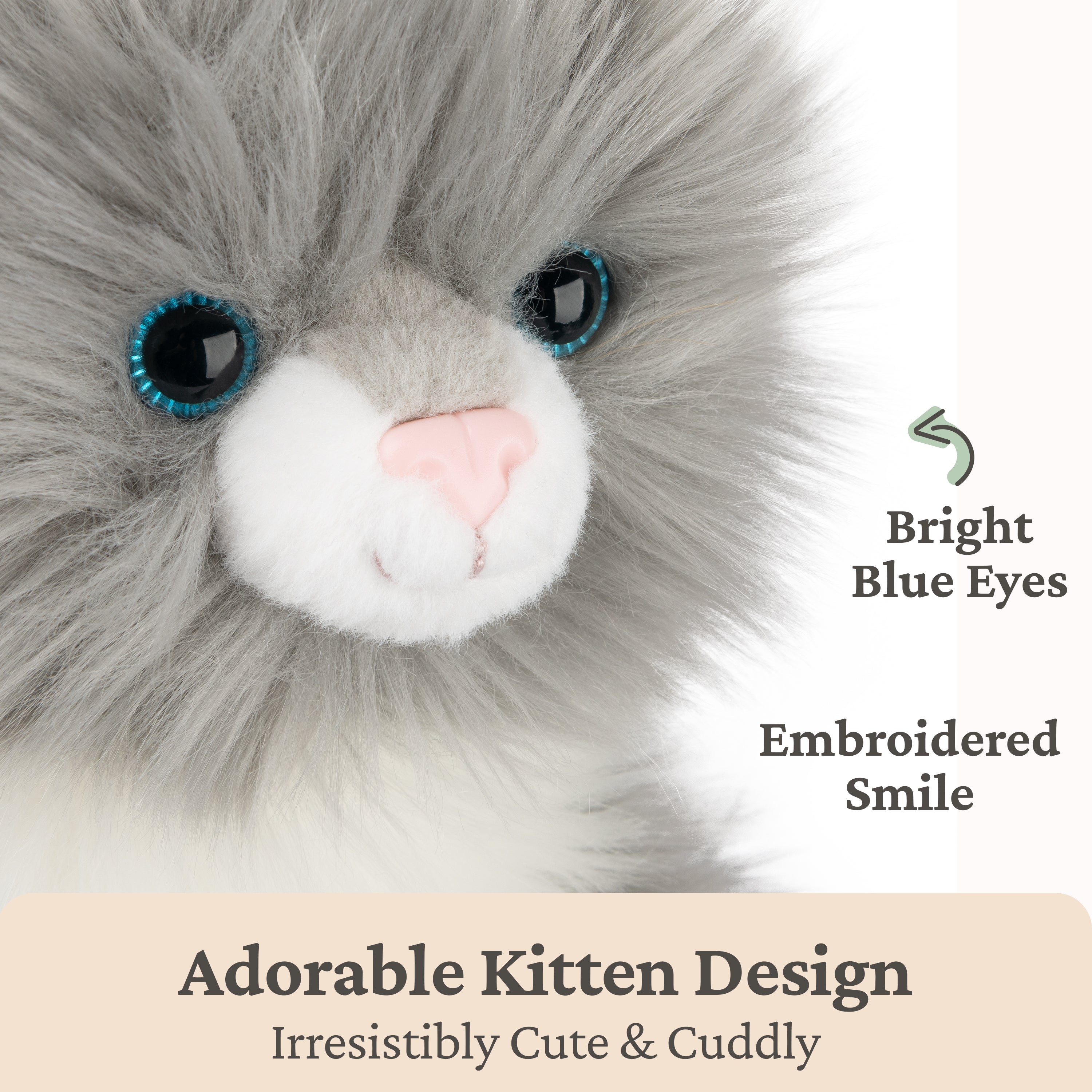 GUND Camilla Kitten Plush, Premium Cat Stuffed Animal for Ages 1 and Up, Gray/White, 9”