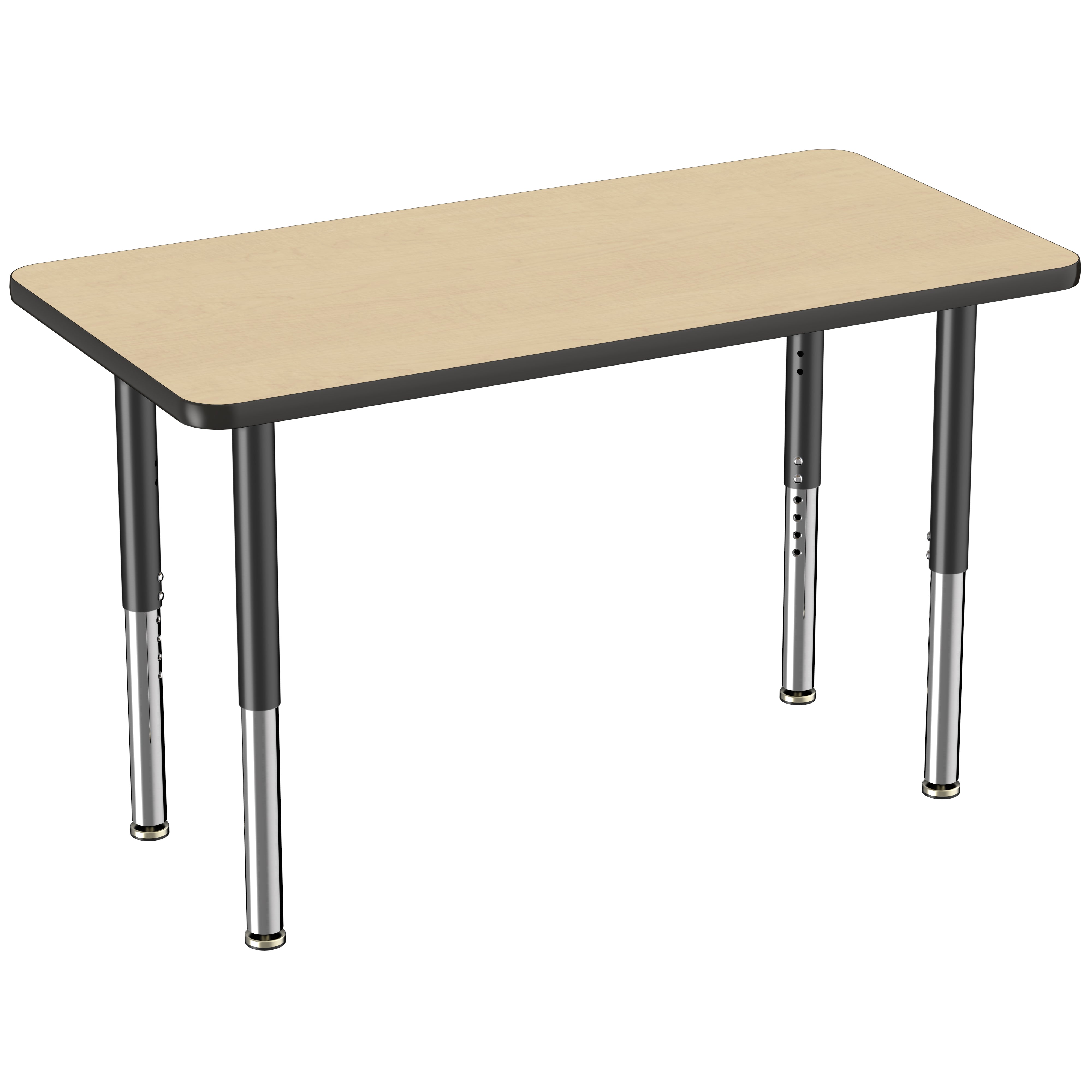 24" x 48" Rectangle Thermofused Activity Table with Adjustable Super Legs - Maple/Black