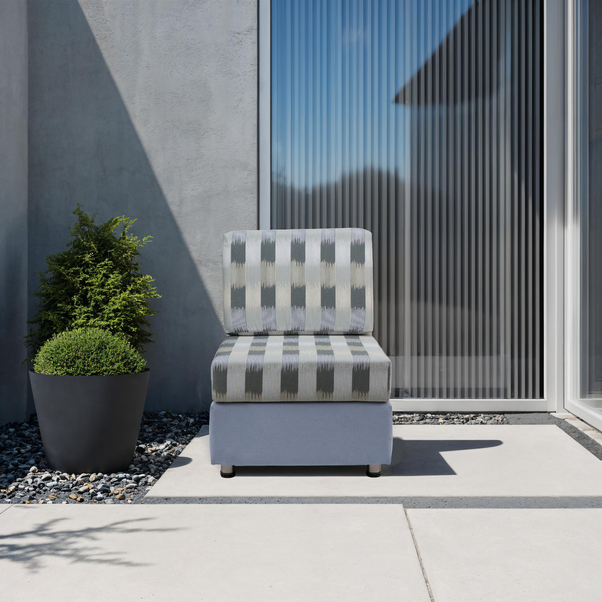 Outdoor Armless Chair with Sunbrella - Dream Mist/Canvas Haze