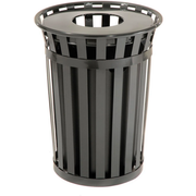 36 Gallon Slatted Wide Top Commercial Trash Receptacle With Flat Lid & Liner