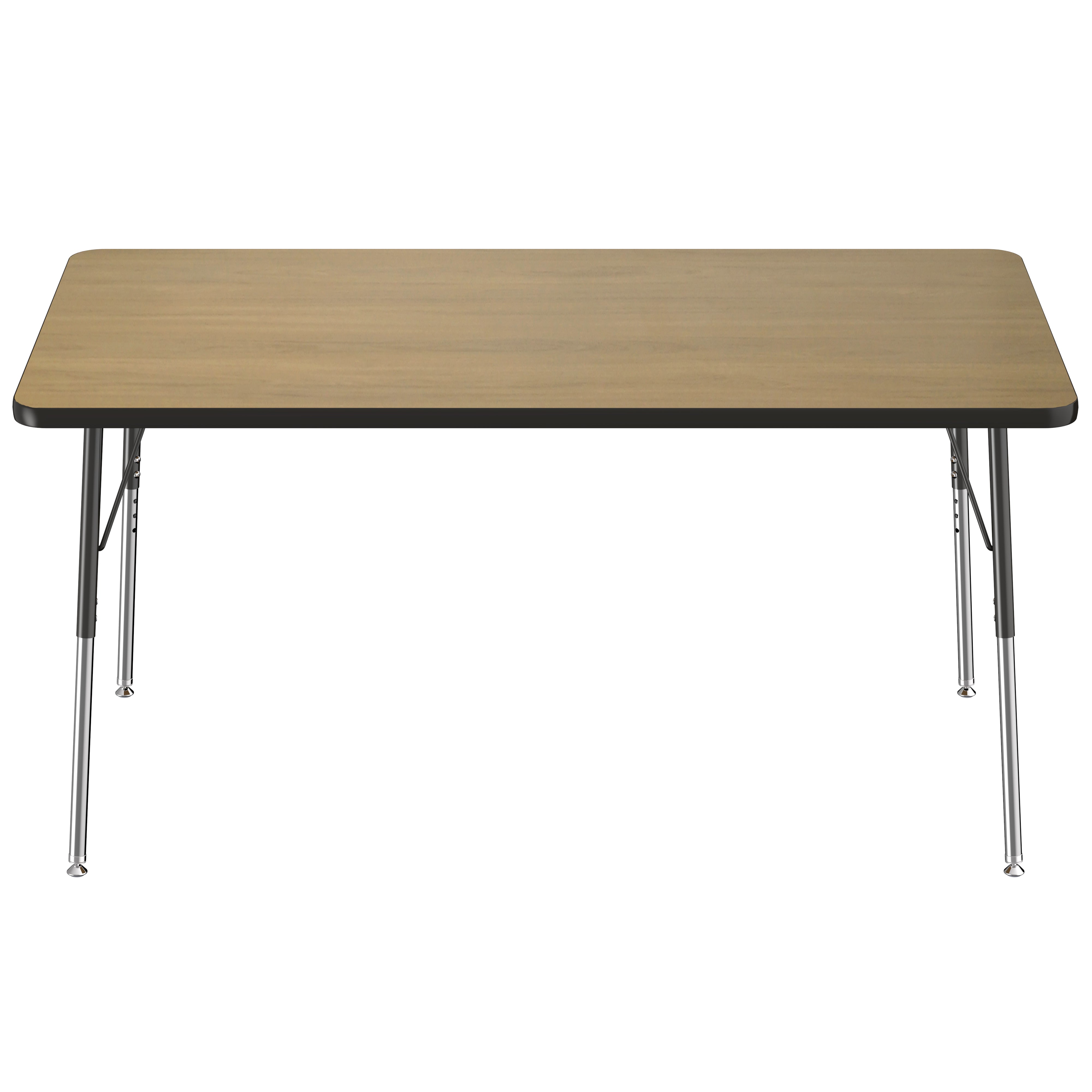 36" x 60" Rectangle T-Molding Activity Table with Adjustable Standard Swivel Glide Legs - Pasadena Oak/Black