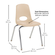 18" Stack Chair with Swivel Glides, 5-Pack - Sand
