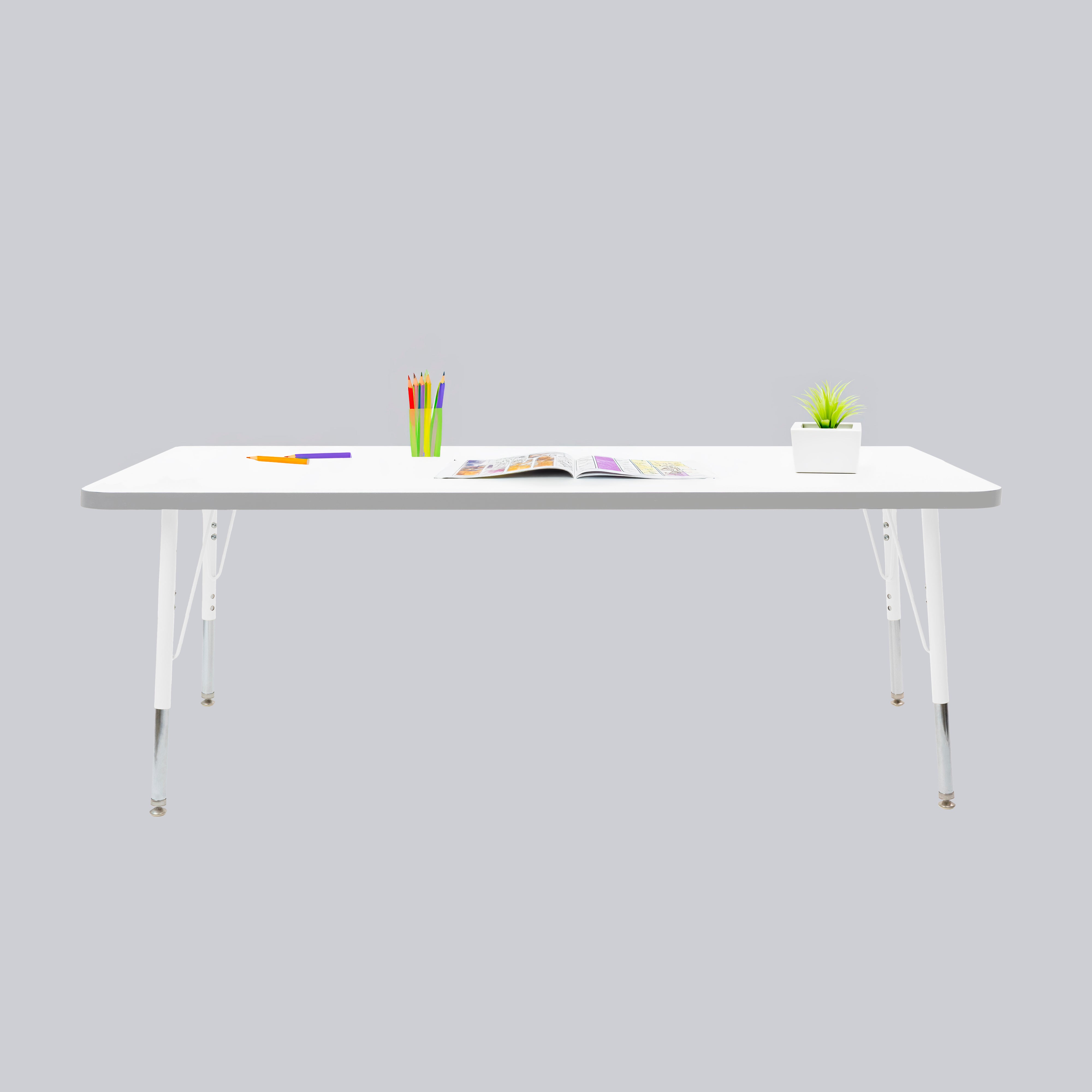 30" x 60" Rectangle Thermofused Activity Table with Adjustable Standard Swivel Glide Legs - White/North Sea/White