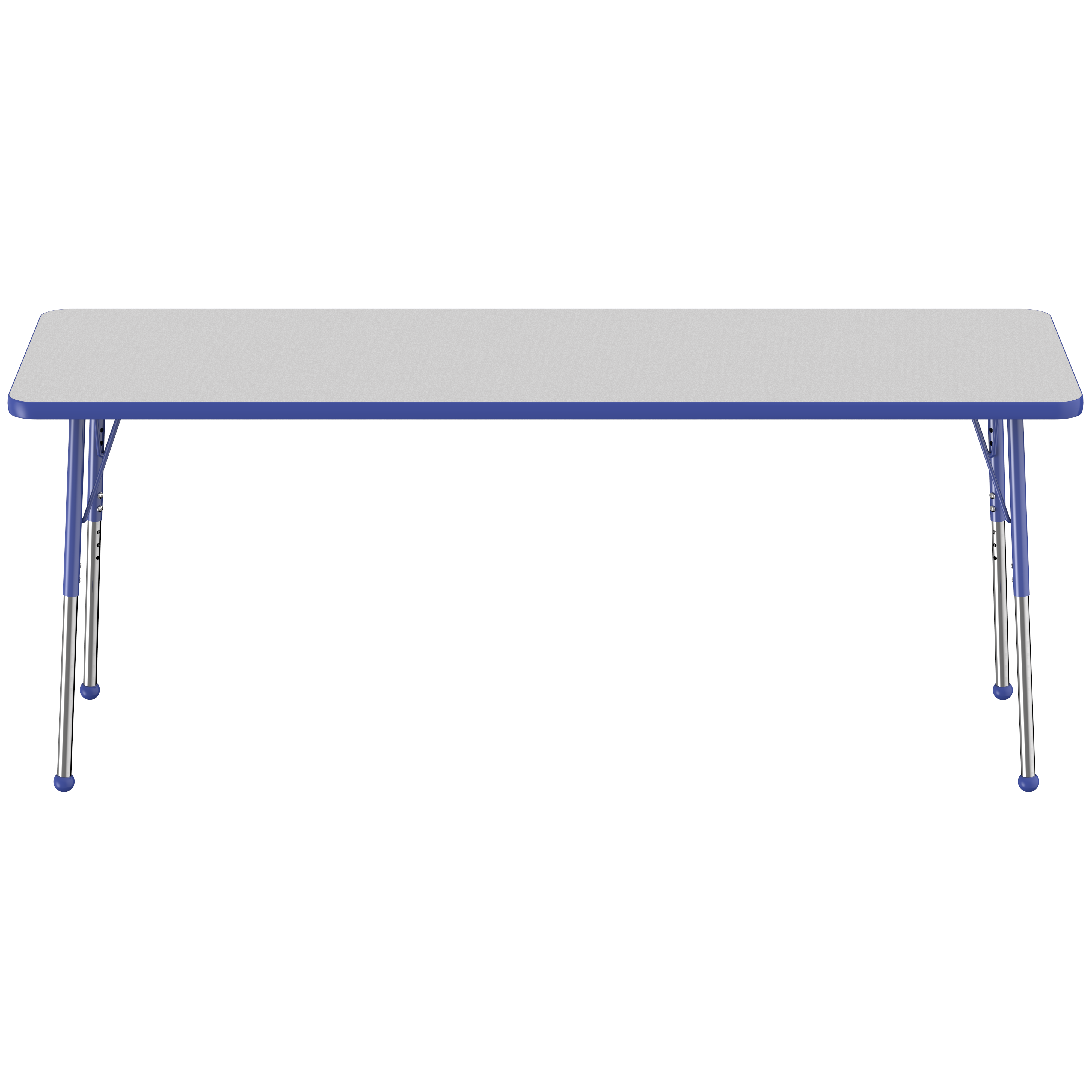 24" x 72" Rectangle T-Molding Activity Table with Adjustable Standard Ball Glide Legs - Gray/Blue