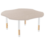 48" x 48" Clover Thermofused Activity Table with Adjustable Chunky Wood Legs - Asian Sand/White/Natural