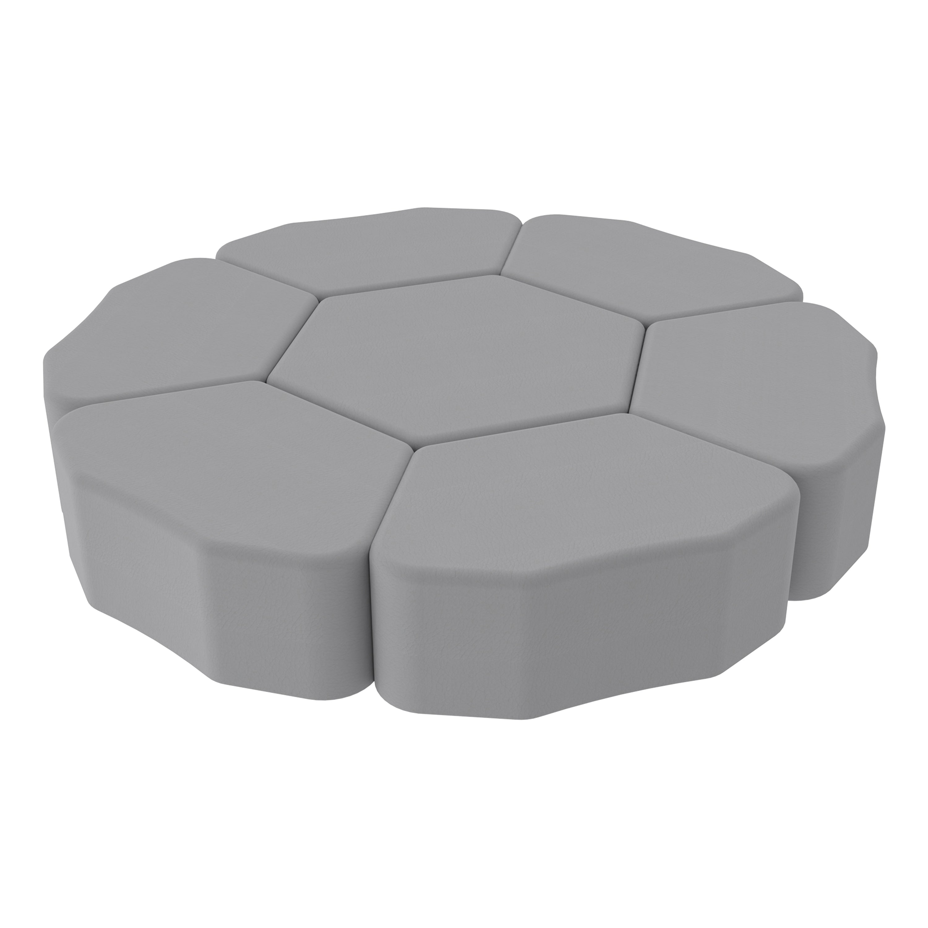 Pro Series Upholstered Bloom Ottoman 12" Height, 7-Piece - Gray