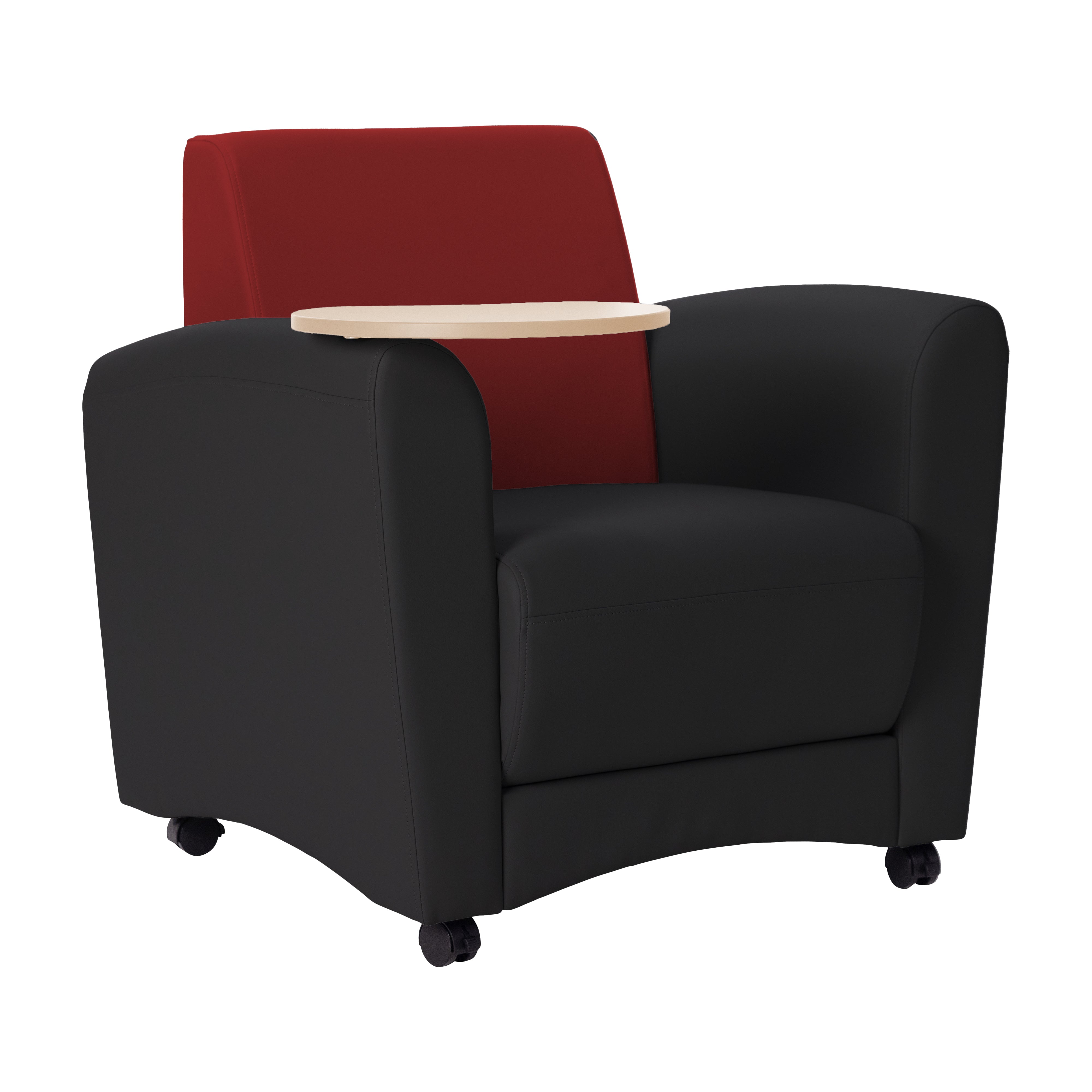 Pro Series Upholstered Common Area Chair with Tablet - Black/Crimson/Maple Grain