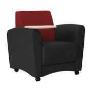 Pro Series Upholstered Common Area Chair with Tablet - Black/Crimson/Maple Grain