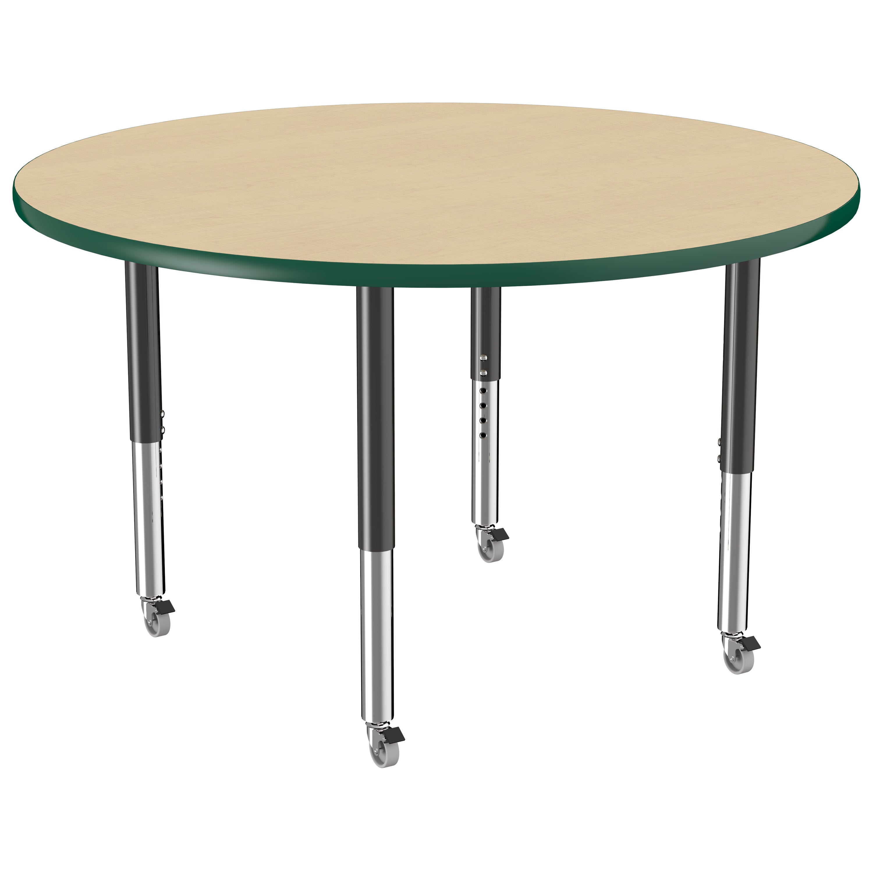 48" Round T-Molding Activity Table with Adjustable Super Legs - Maple/Green/Black