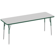 24" x 72" Rectangle T-Molding Activity Table with Adjustable Standard Swivel Glide Legs - Gray/Green