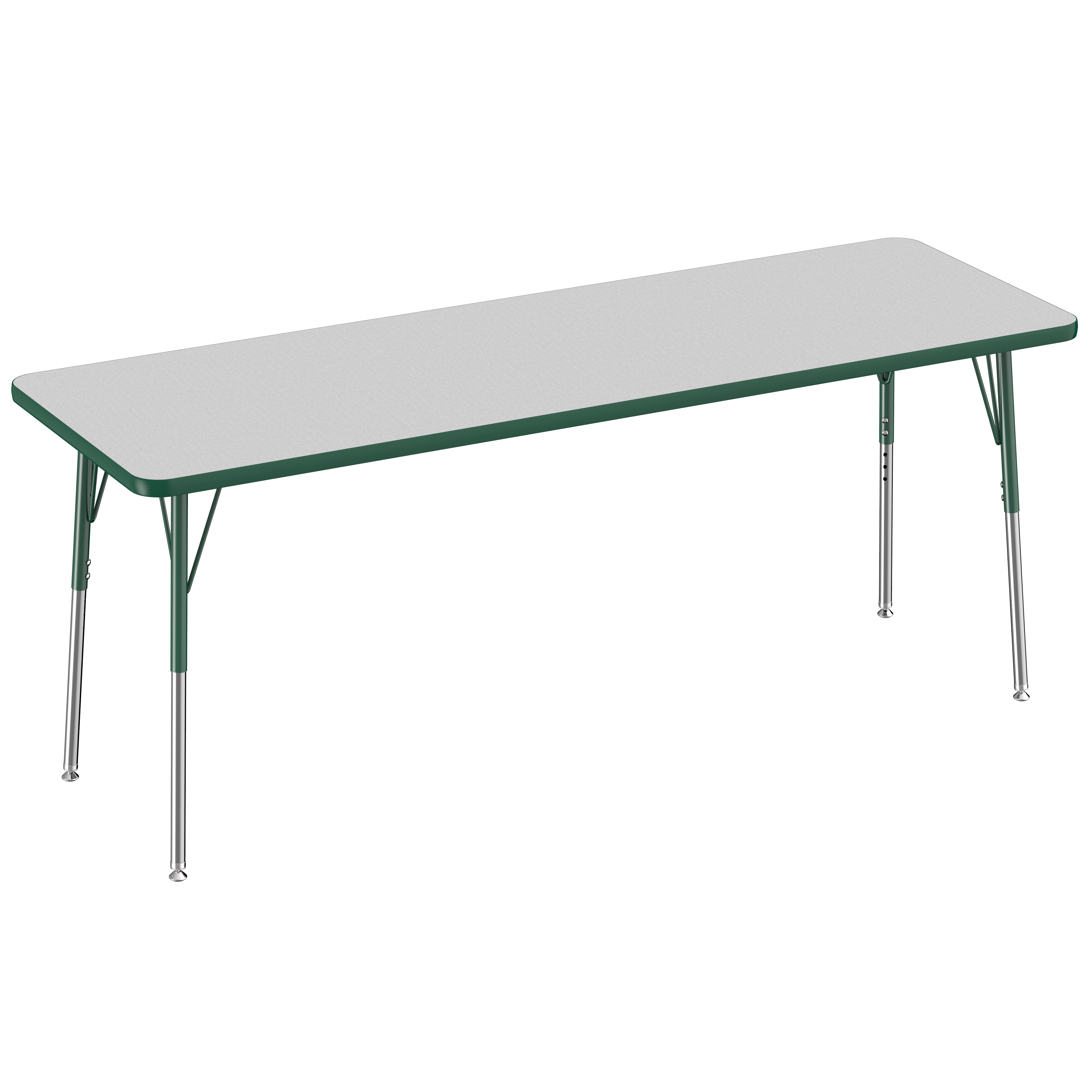 24" x 72" Rectangle T-Molding Activity Table with Adjustable Standard Swivel Glide Legs - Gray/Green