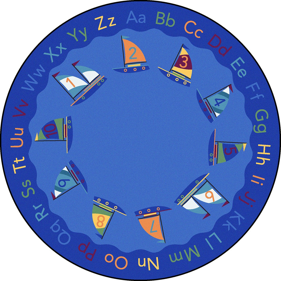 Smooth Sailing 13'2" Round area rug in color Multi