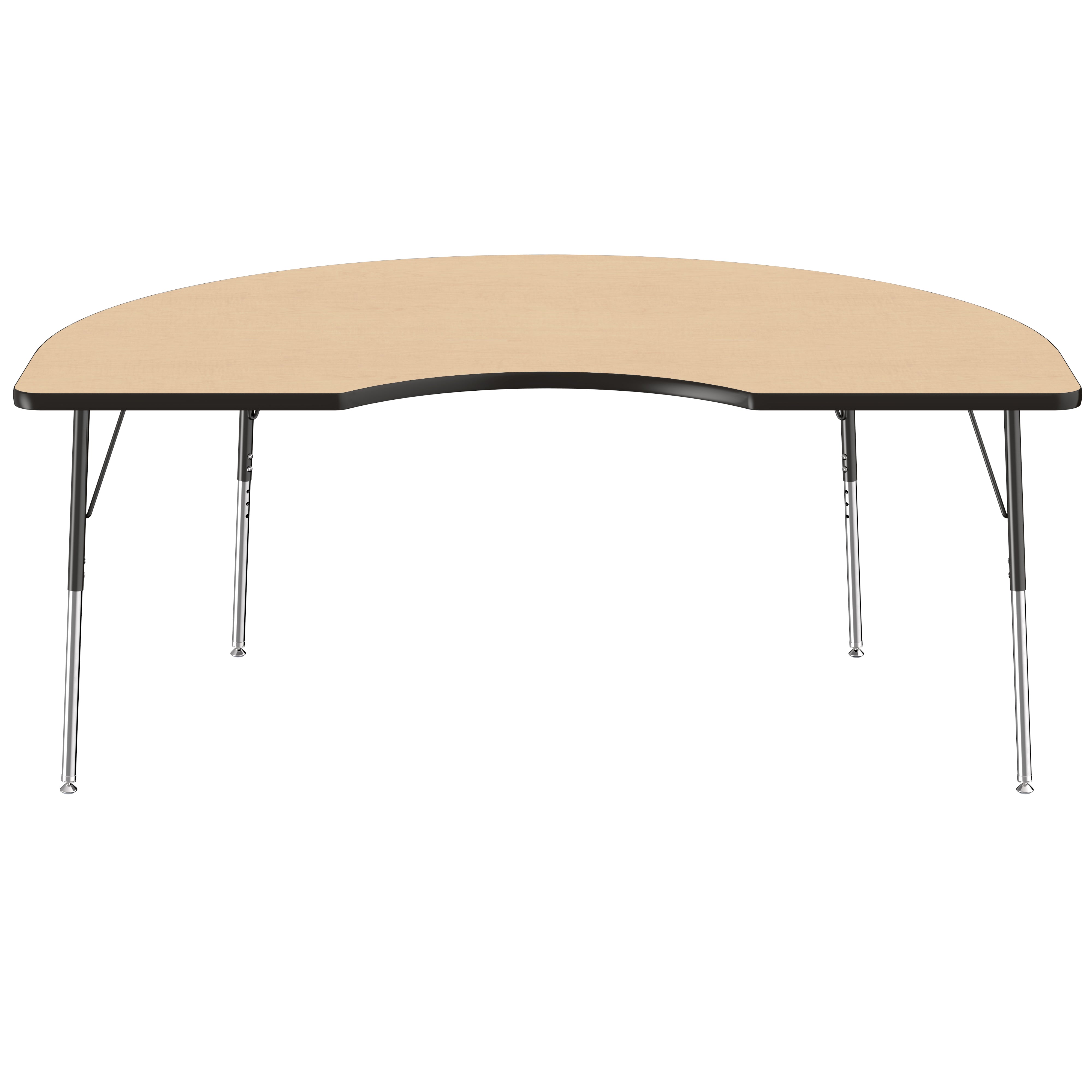 48" x 72" Kidney Thermofused Activity Table with Adjustable Standard Swivel Glide Legs - Maple/Black