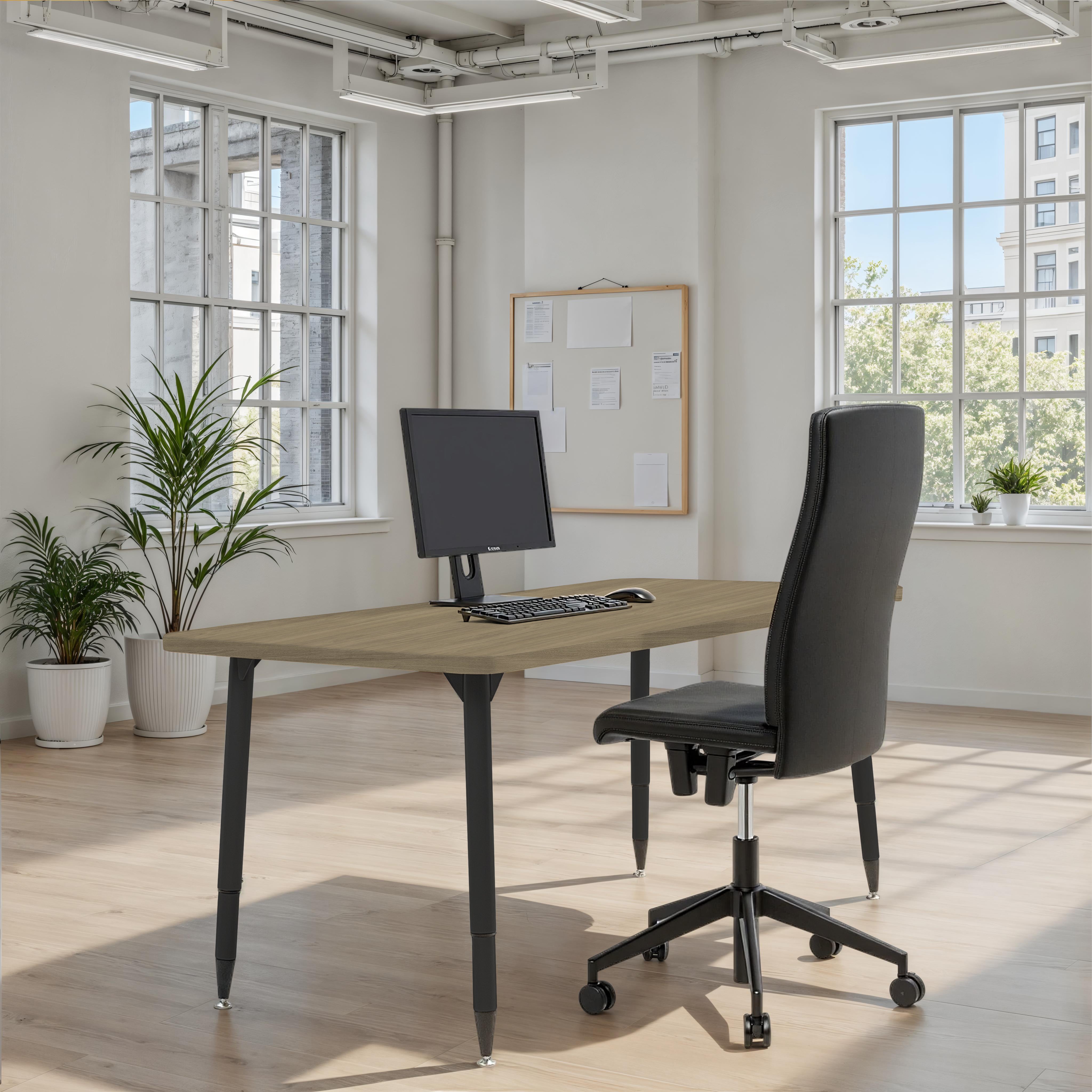 Adapte 30" x 60" Rectangle Woodgrain Activity Table with Adjustable Tapered Legs - Pasadena Oak/Black