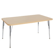 36" x 60" Rectangle La Madera Activity Table with Standard Legs - Maple Grain/Silver