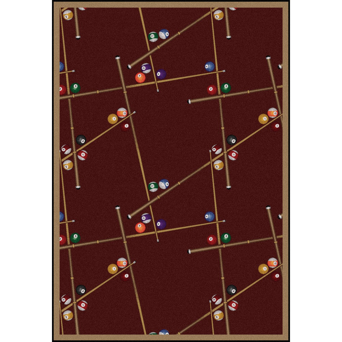 Snookered 7'8" x 10'9" area rug in color Burgundy