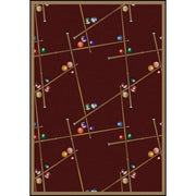 Snookered 7'8" x 10'9" area rug in color Burgundy