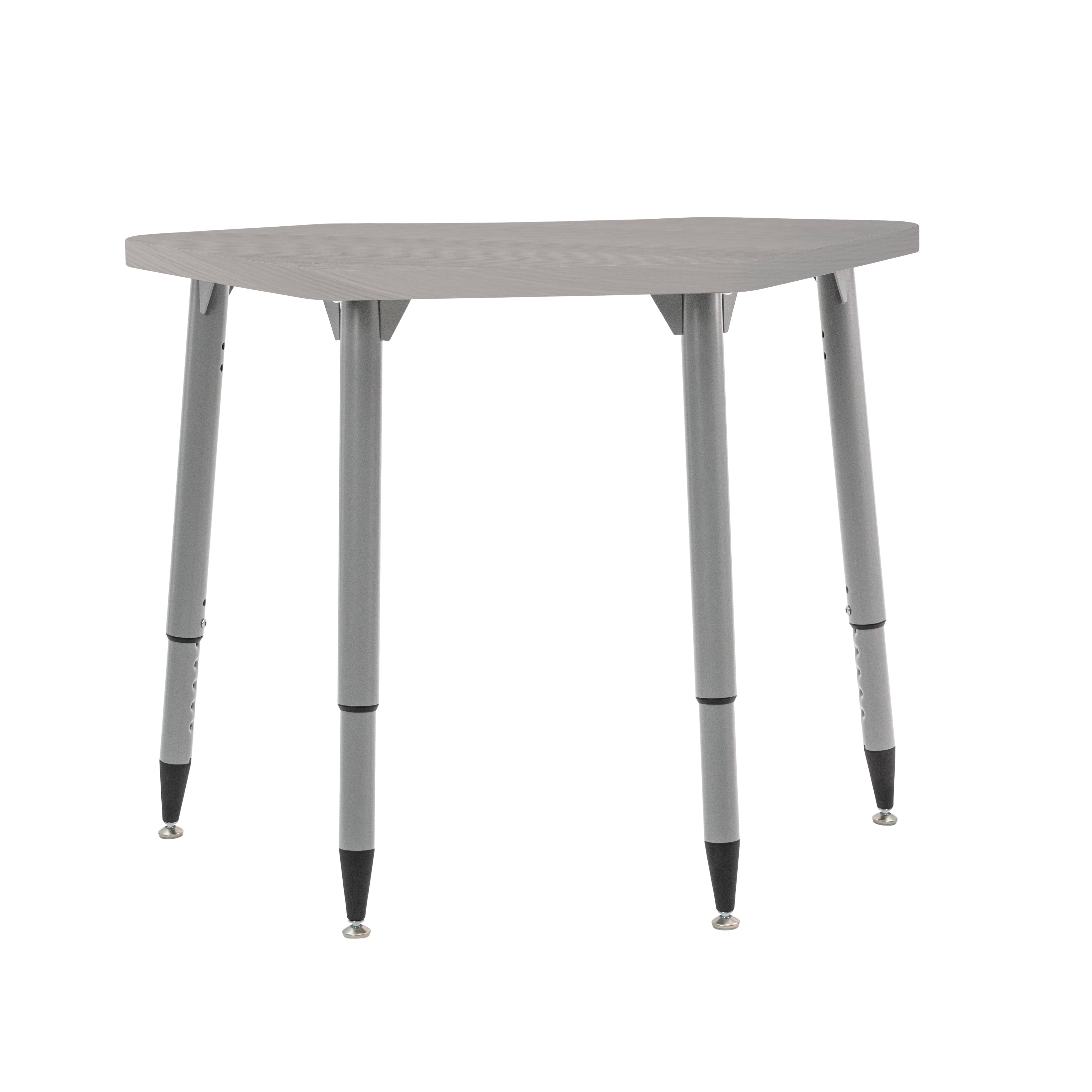 Adapte 24" x 36" Petal Woodgrain Activity Table with Adjustable Tapered Legs - Light Gray Wood/Silver