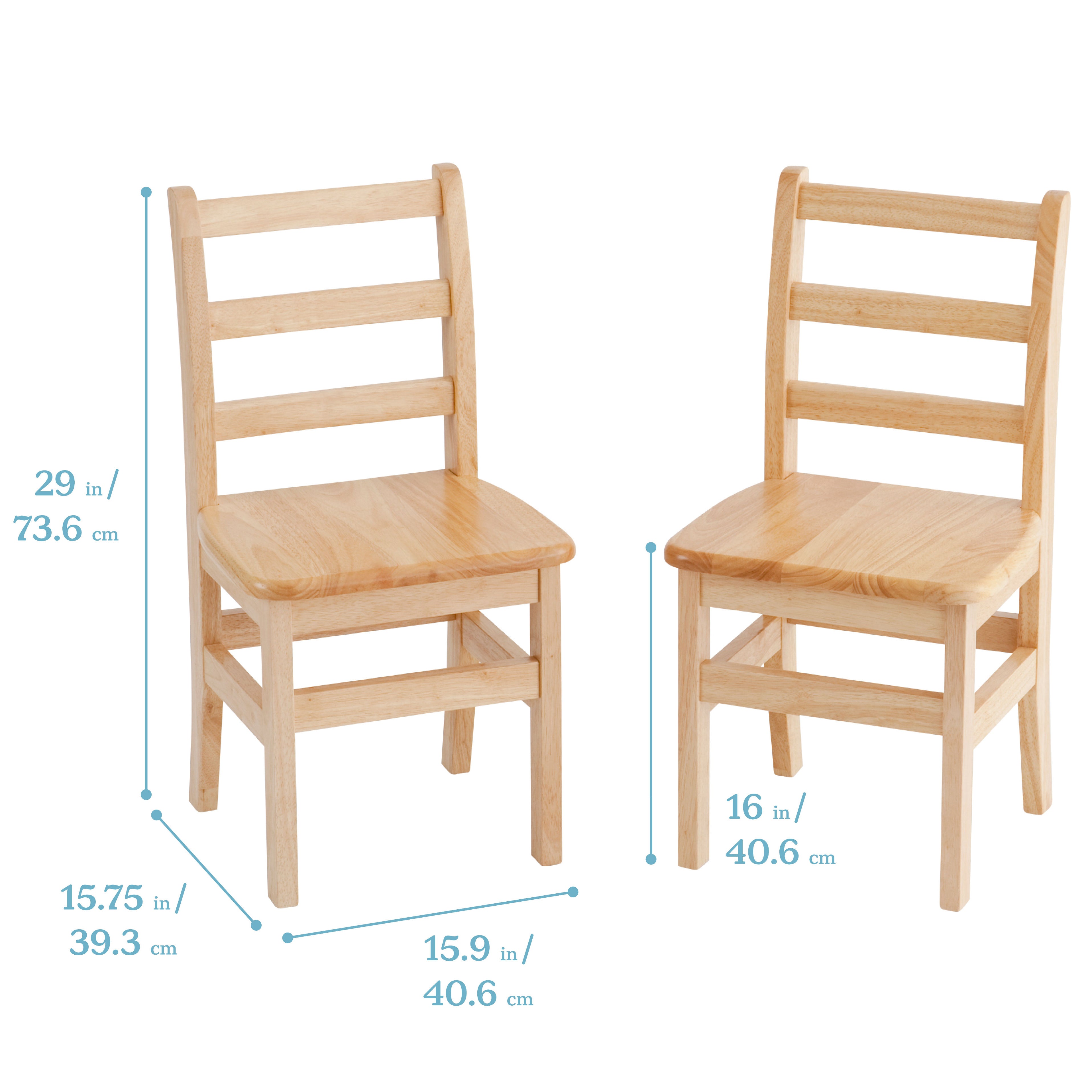 16in Three Rung Ladderback Chair 2-Pack - Assembled