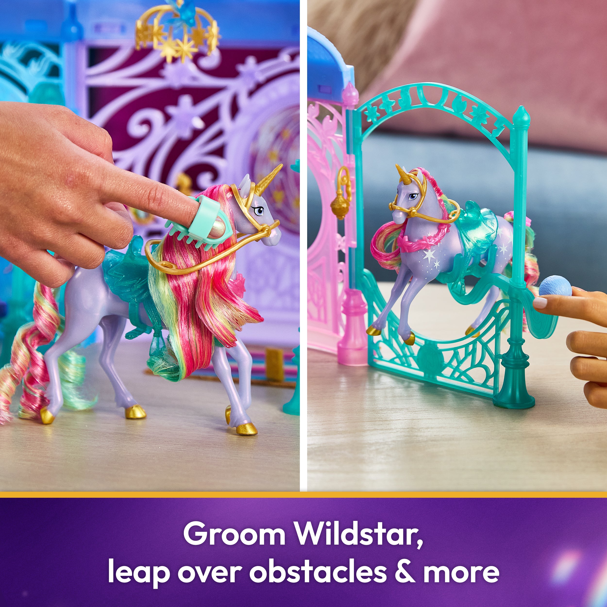 Unicorn Academy, Starglow Fountain & Stable Playset with Wildstar, Lights & Sounds, 24 Accessories, Dolls & Unicorn Toys for Girls Ages 4 and up
