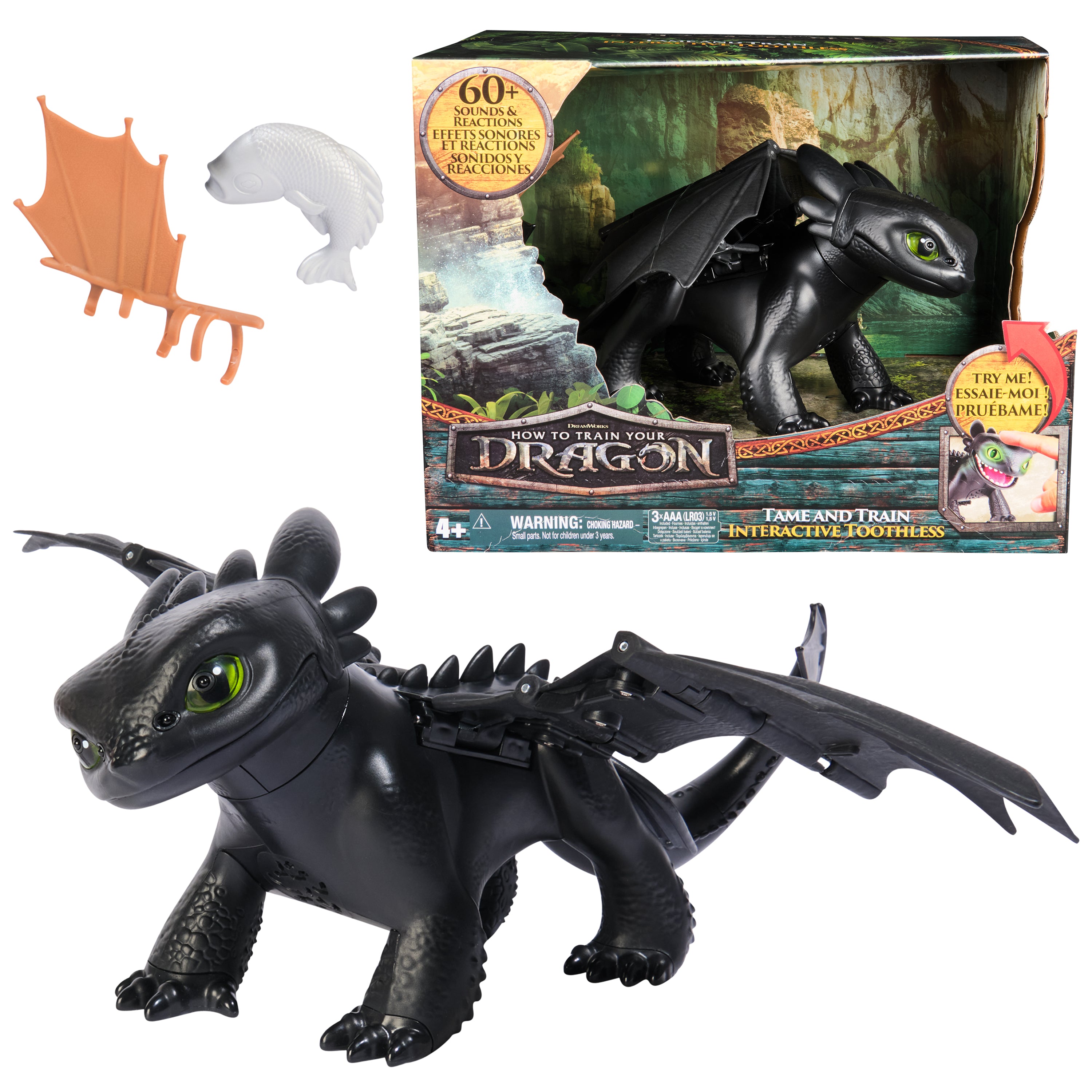 Dreamworks Dragons How to Train Your Dragon, Tame & Train Interactive Toothless with 60 Sounds & Reactions, Kids Toys for Boys & Girls Ages 4 & up