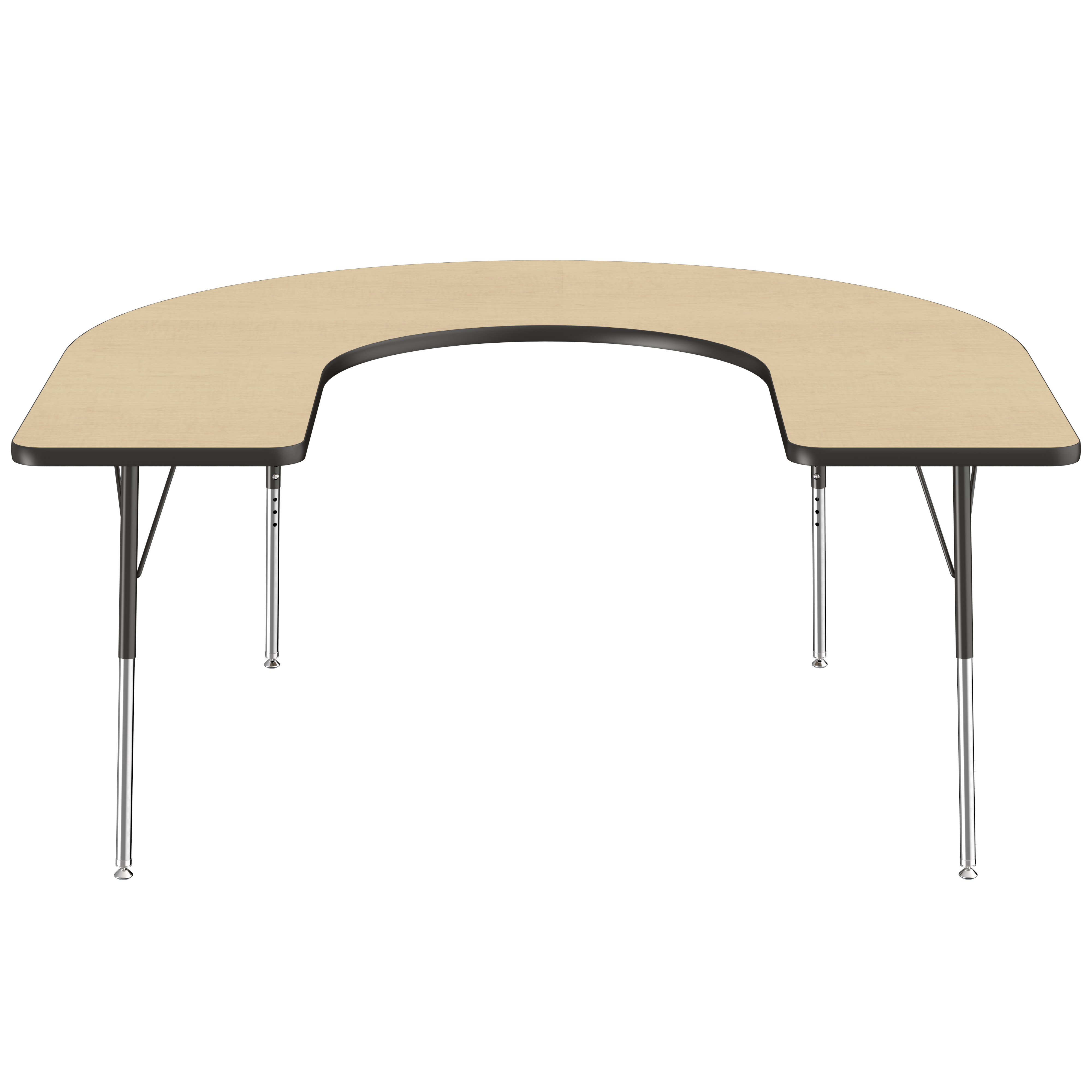 60" x 66" Horseshoe T-Molding Activity Table with Adjustable Standard Swivel Glide Legs - Maple/Black