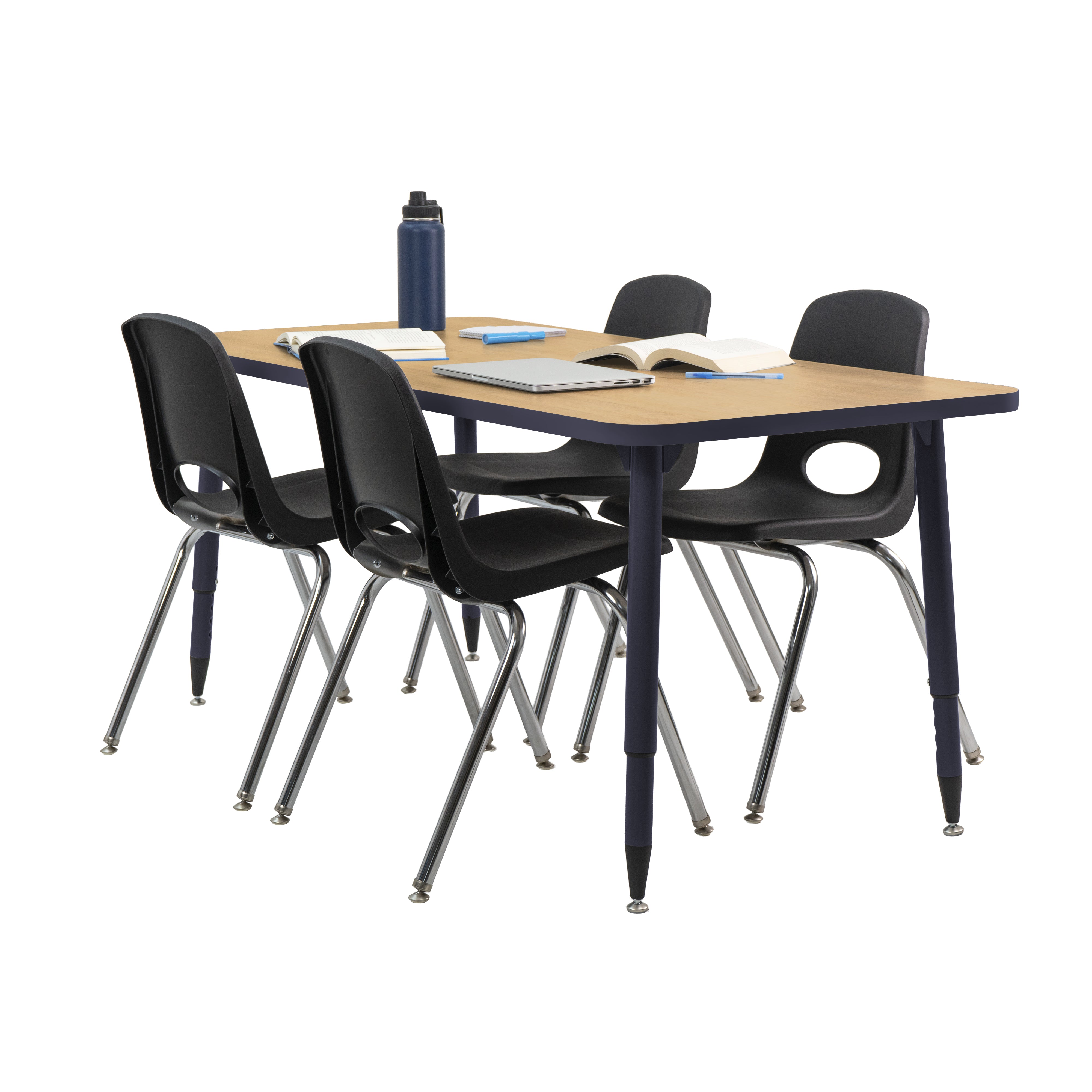 Adapte 30" x 60" Rectangle Thermofused Activity Table with Adjustable Tapered Legs - North Sea/Navy