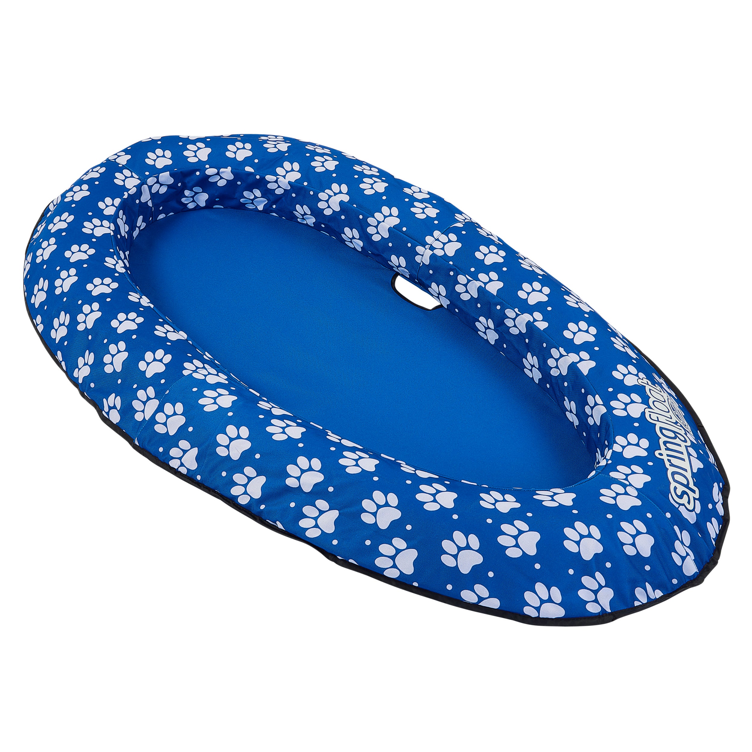 SwimWays Paddle Paws Spring Float Dog Raft, Portable Inflatable Dog Pool Floats with Carrying Case, Small 0-65 lbs, Blue