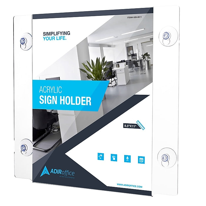 8.5''x11'' Acrylic Window Sign Holder with Suction Cups, 12 pack