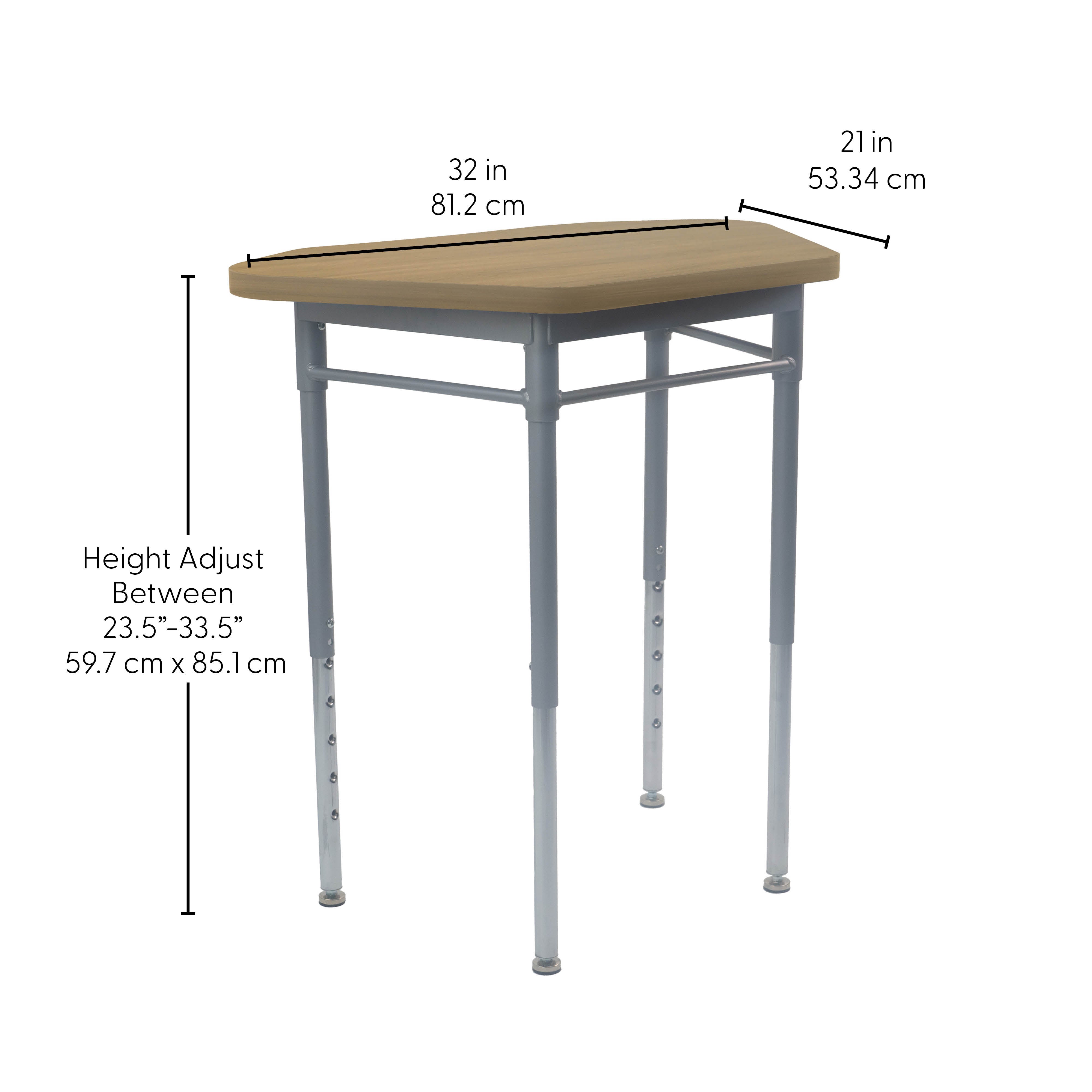 Collaborative Hex Desk - Pasadena Oak/Silver