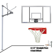 Basketball System - Straight Post (4-1/2 in. Pole with 4 ft. Offset) - 72 in. Acrylic Backboard - Flex Rim Goal