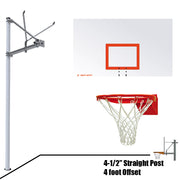 Basketball System - Straight Post (4-1/2 in. Pole with 4 ft. Offset) - 72 in. Steel Backboard - Flex Rim Goal