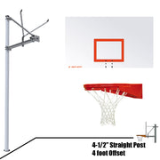 Basketball System - Straight Post (4-1/2 in. Pole with 4 ft. Offset) - 72 in. Steel Backboard - Playground Goal