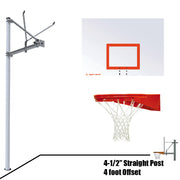 Basketball System - Straight Post (4-1/2 in. Pole with 4 ft. Offset) - 60 in. Steel Backboard - Playground Goal