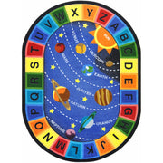 Space Alphabet 10'9" x 13'2" Oval area rug in color Multi