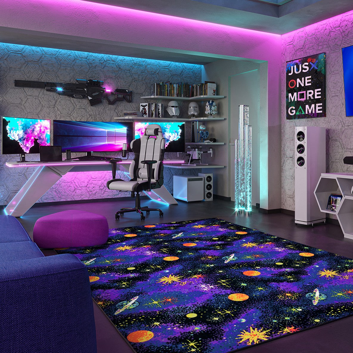 Space Explorer 6' x 6' area rug in color Fluorescent