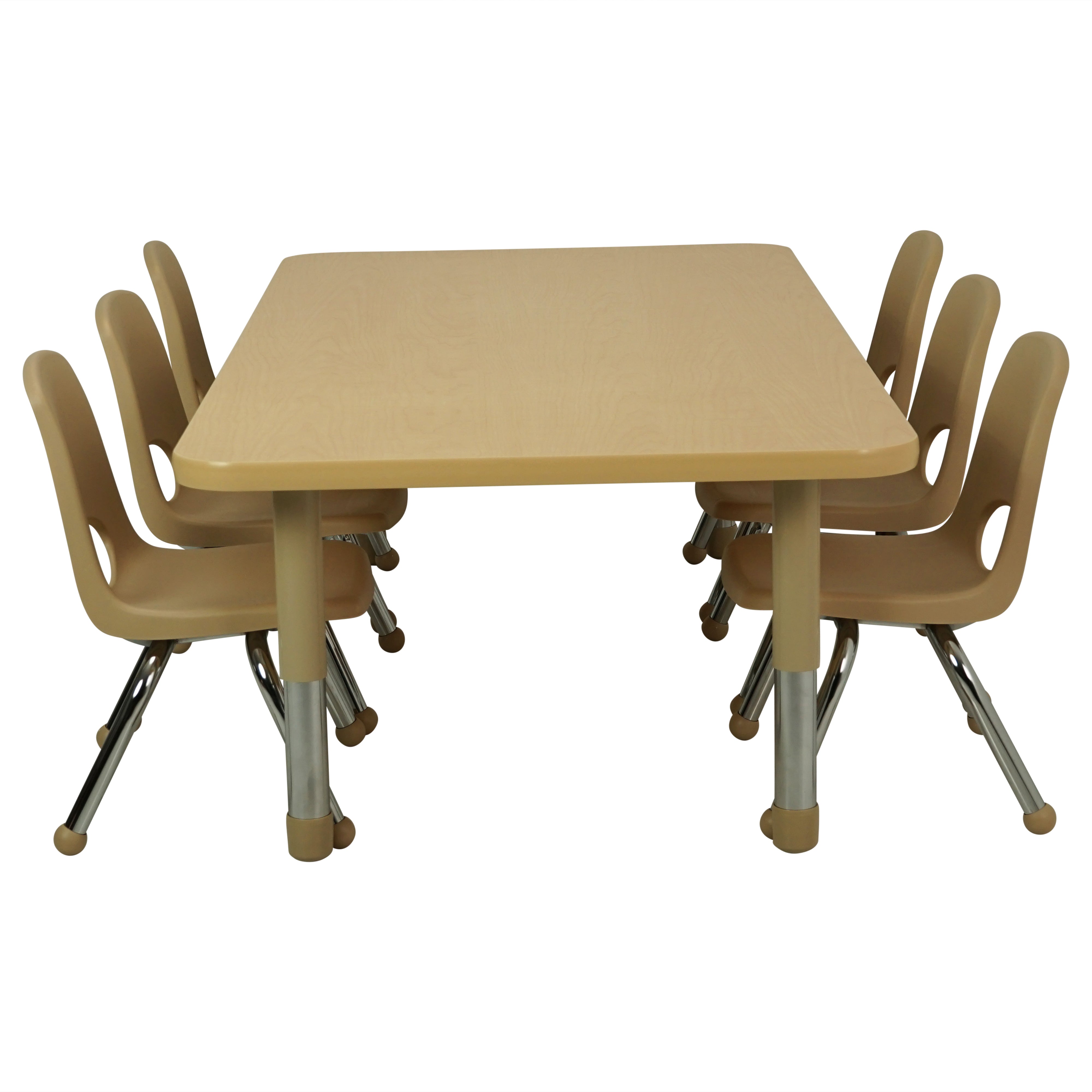 30" x 60" Rectangle T-Molding Activity Table with Adjustable Tiny Tot Legs - Maple/Sand