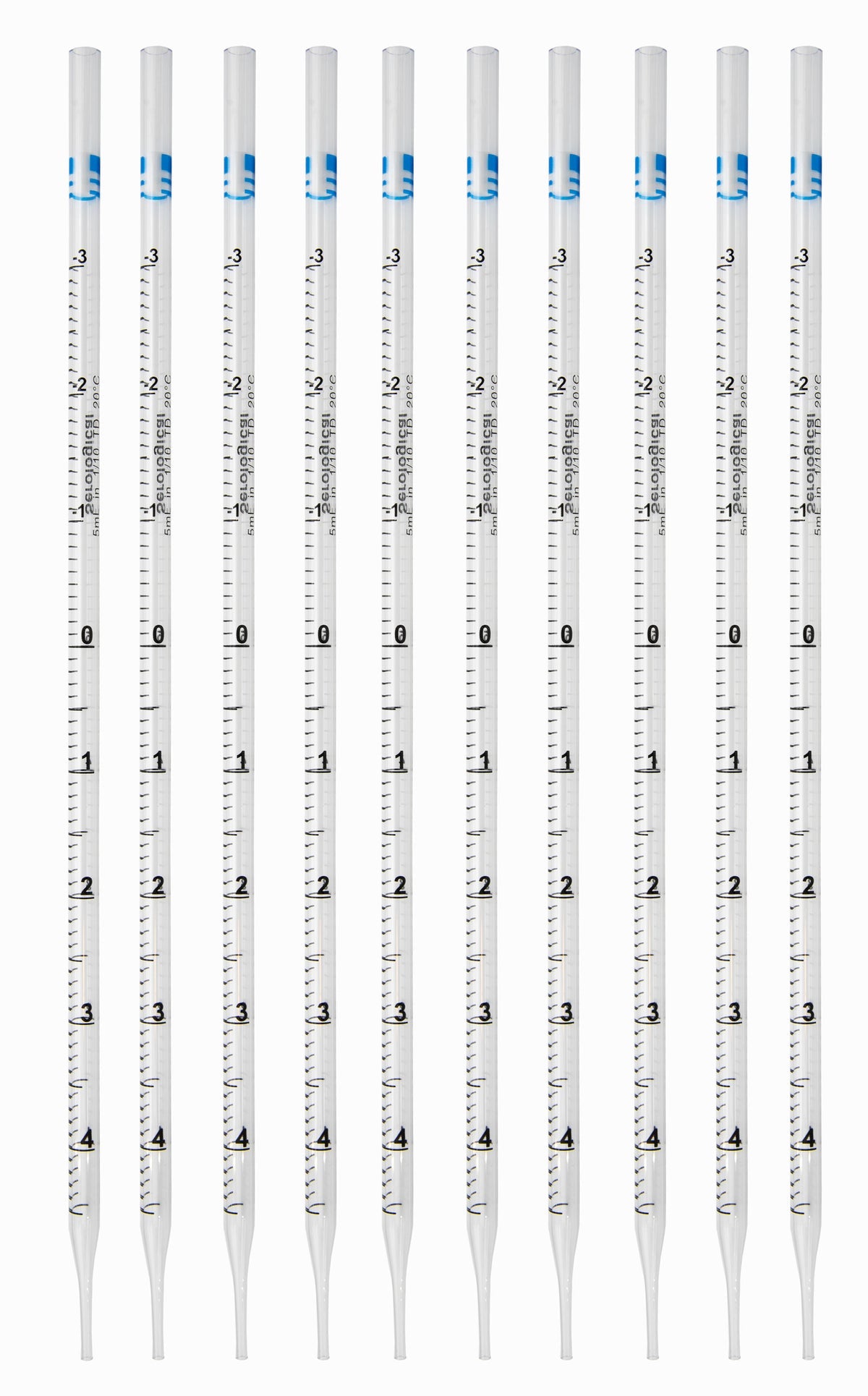 Pipette Serological, 5ml Capacity by 0.1ml, Plastic, Sterile, Color Coded (Blue), Pack of 10