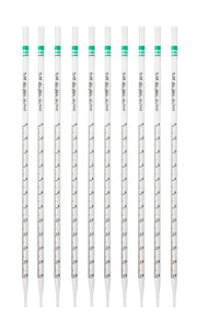 Pipette Serological, 2ml Capacity by 0.02ml, Plastic, Sterile, Color Coded (Green), Pack of 10