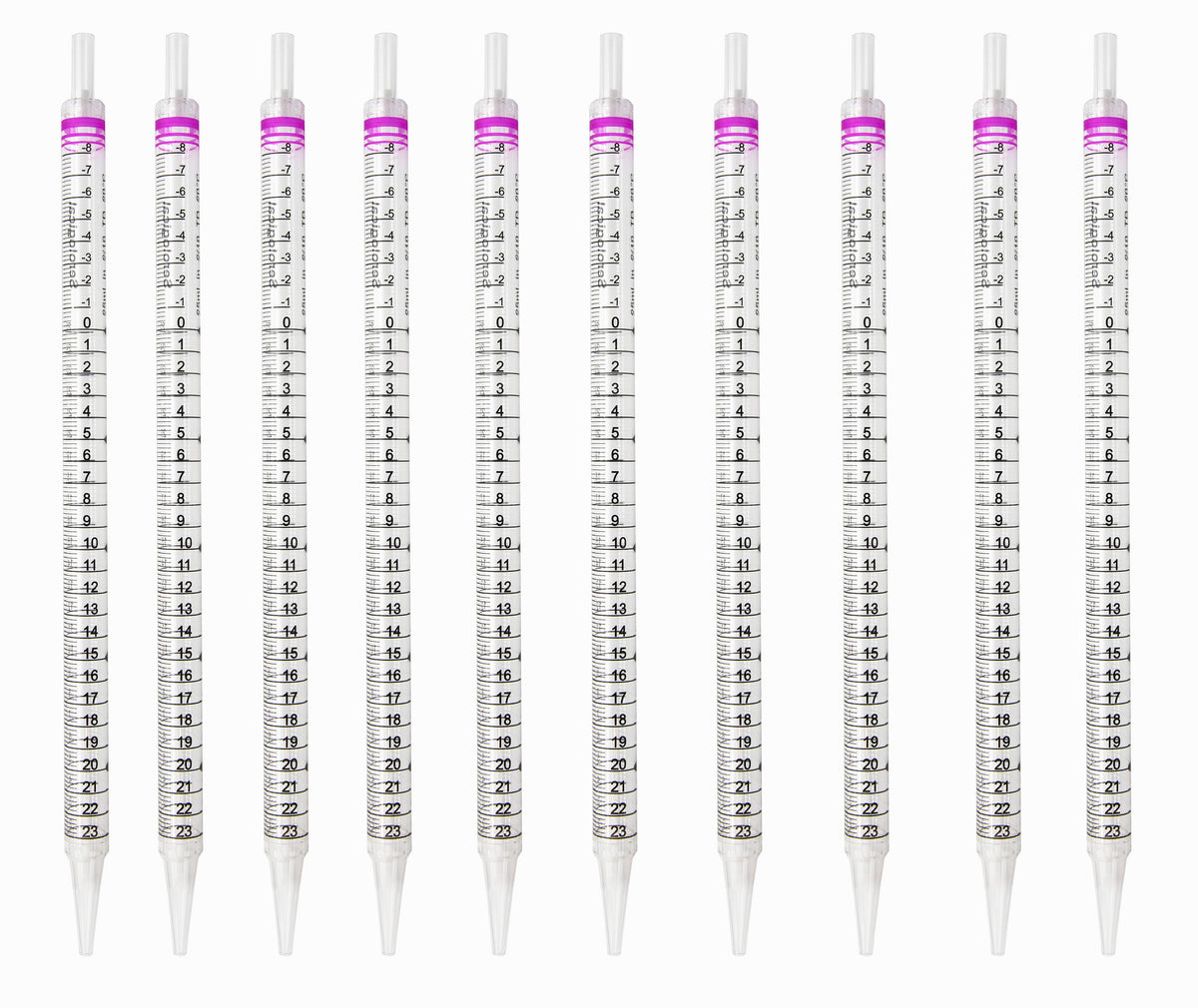 Pipette Serological, 25ml Capacity by 0.2ml, Plastic, Sterile, Color Coded (Red), Pack of 10