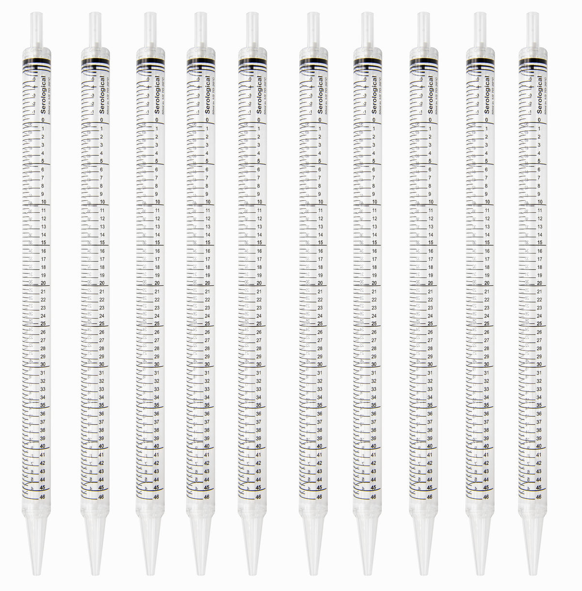 Pipette Serological, 50ml Capacity by 0.5ml, Plastic, Sterile, Color Coded (Black), Pack of 10