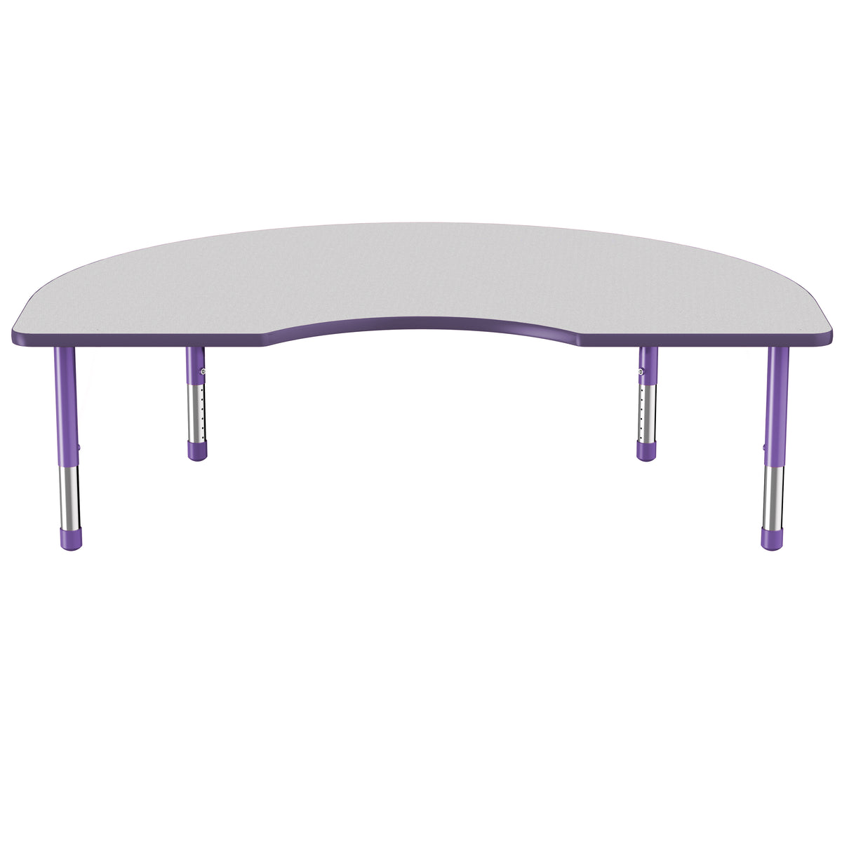 48" x 72" Kidney T-Molding Activity Table with Adjustable Chunky Legs - Gray/Purple